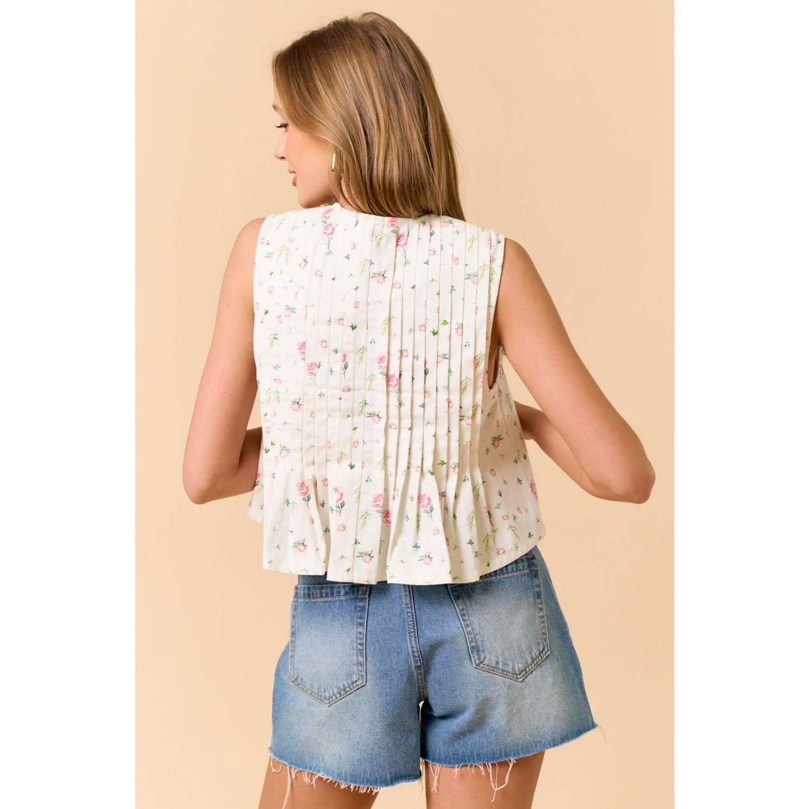 LaLavon LaLavon Front Tie Floral Top
