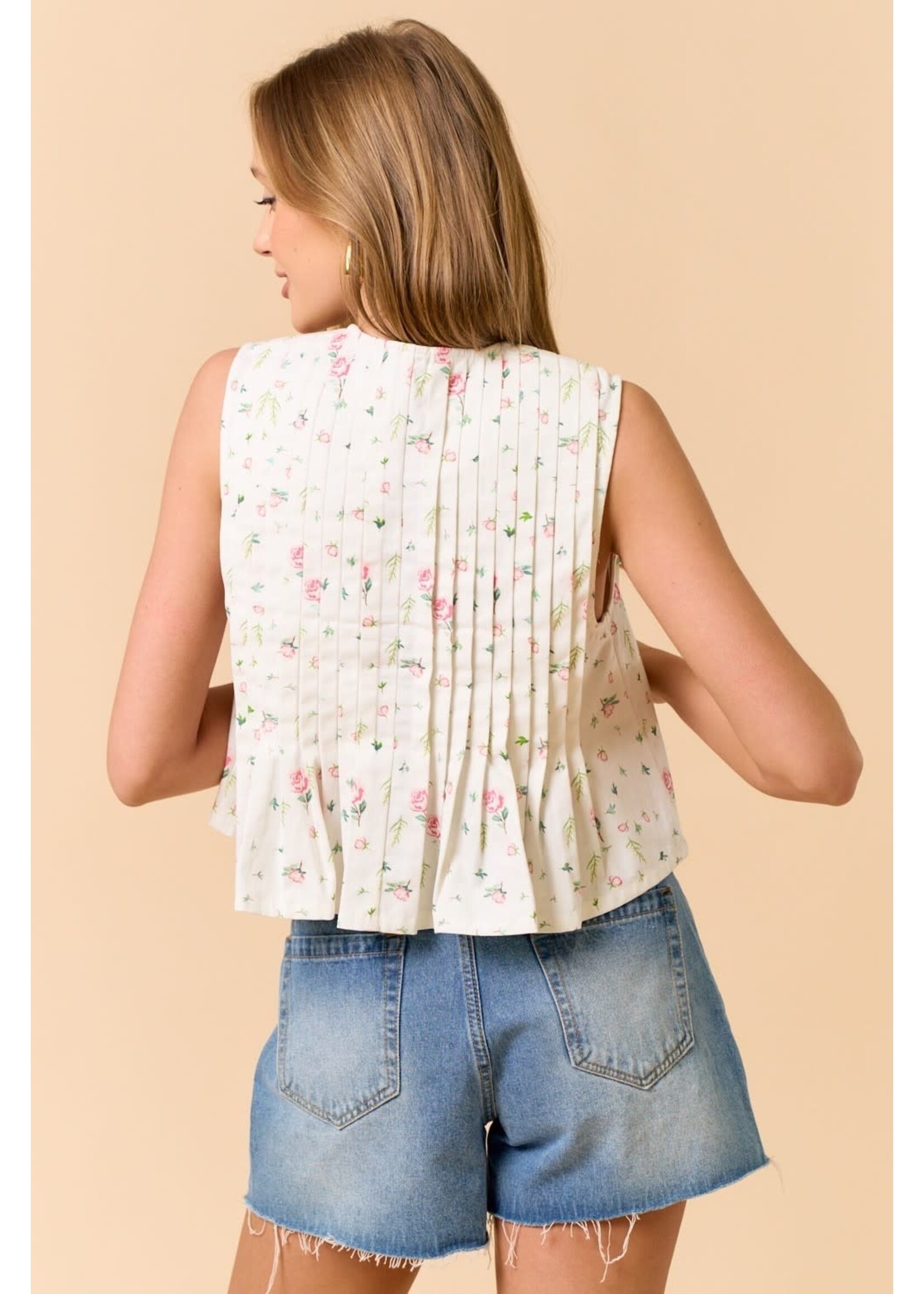 LaLavon LaLavon Front Tie Floral Top