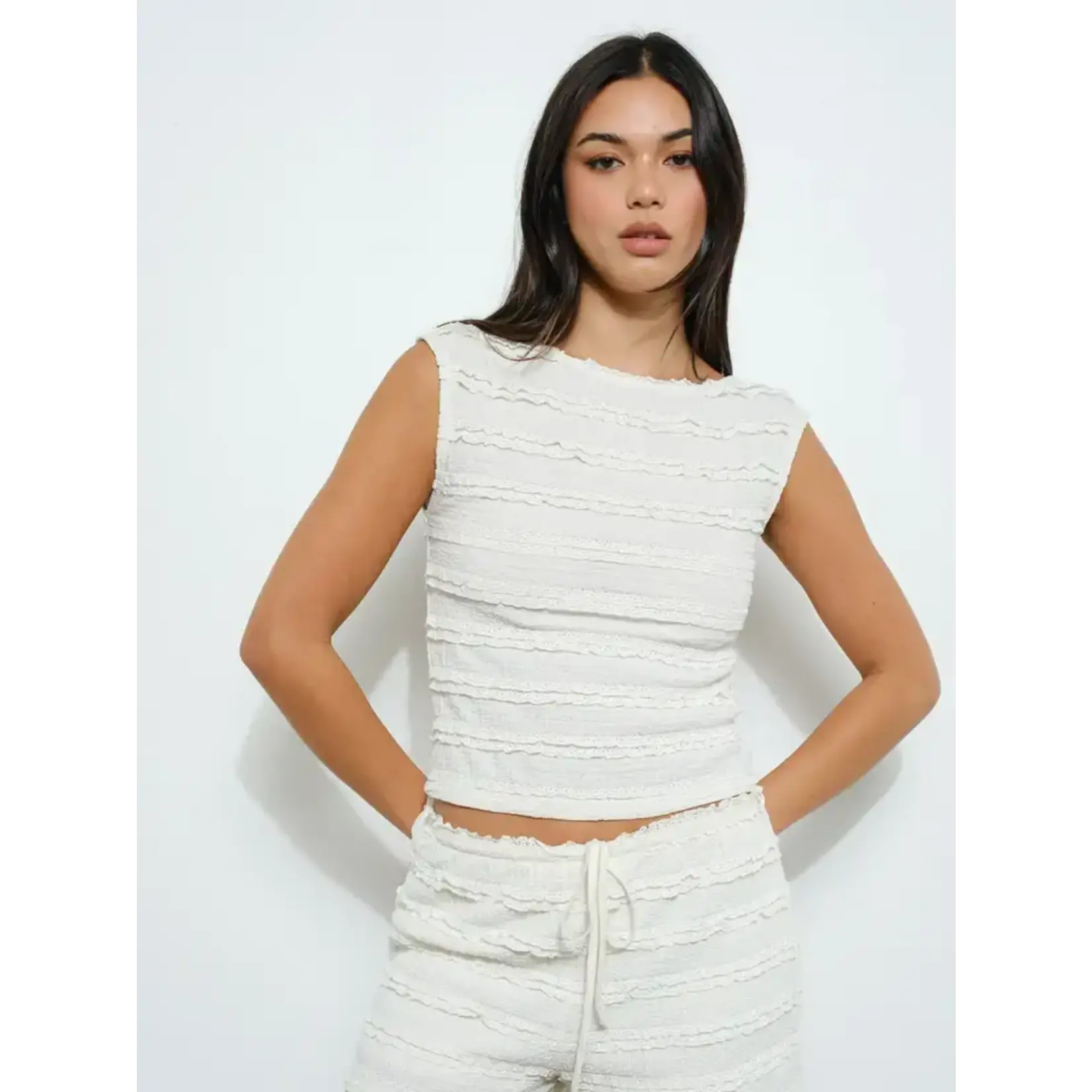 Pretty Garbage PG Frill Lace Boat Neck Top