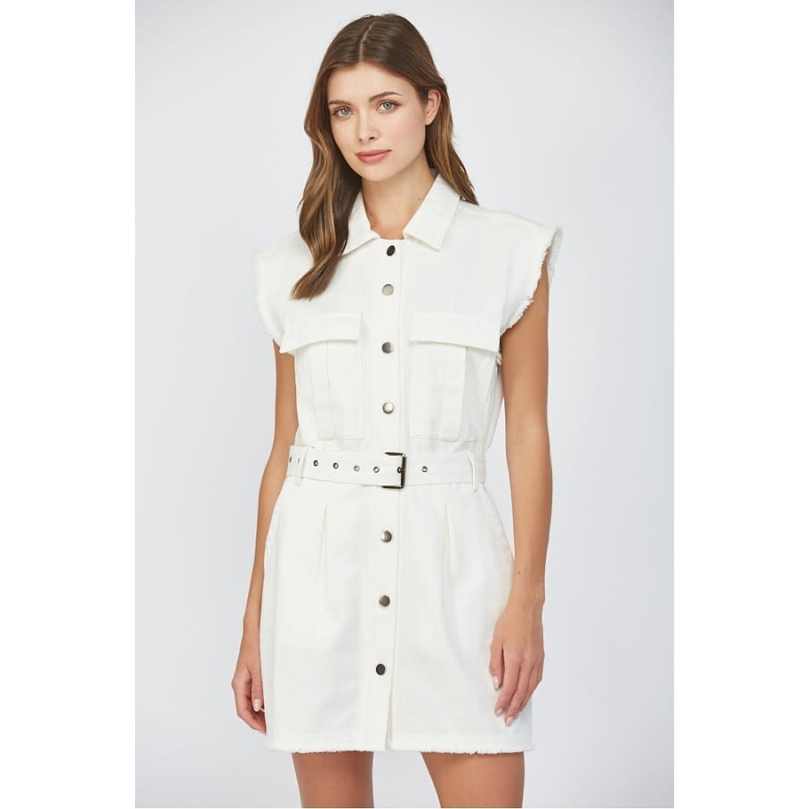 Fate F Raw Edge Belted Dress