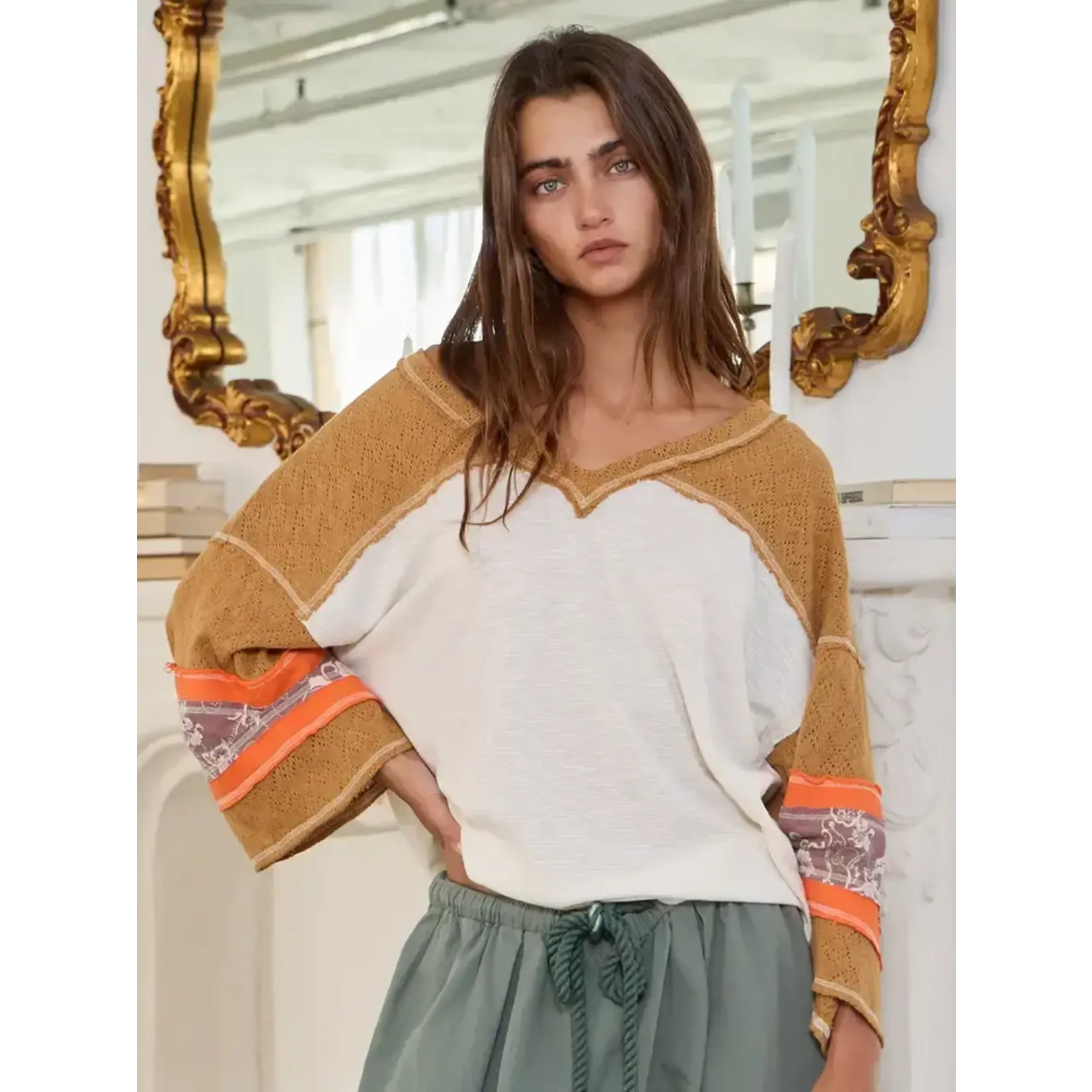 BUCKETLIST BL Bell Sleeve V-Neck Top