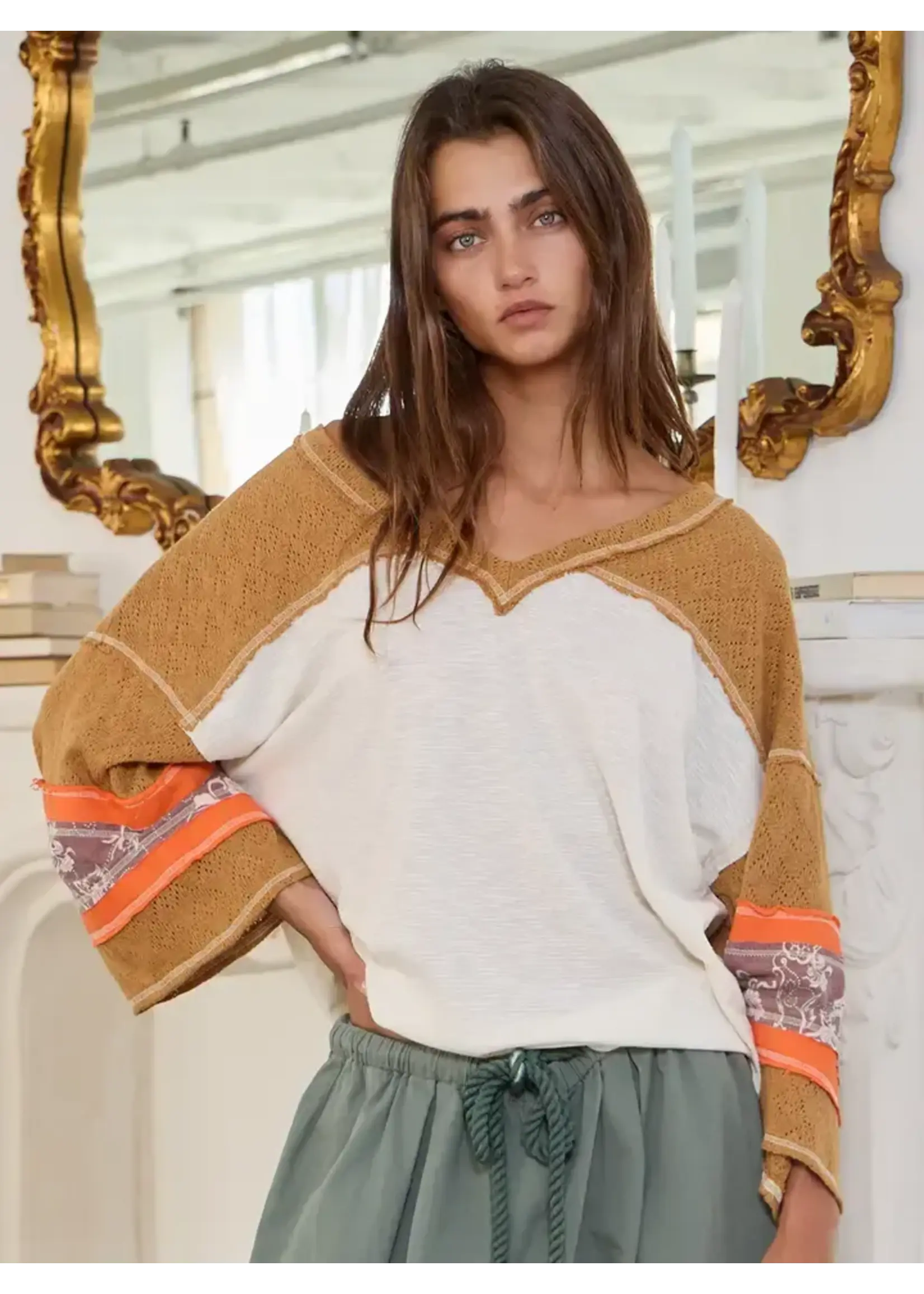 BUCKETLIST BL Bell Sleeve V-Neck Top