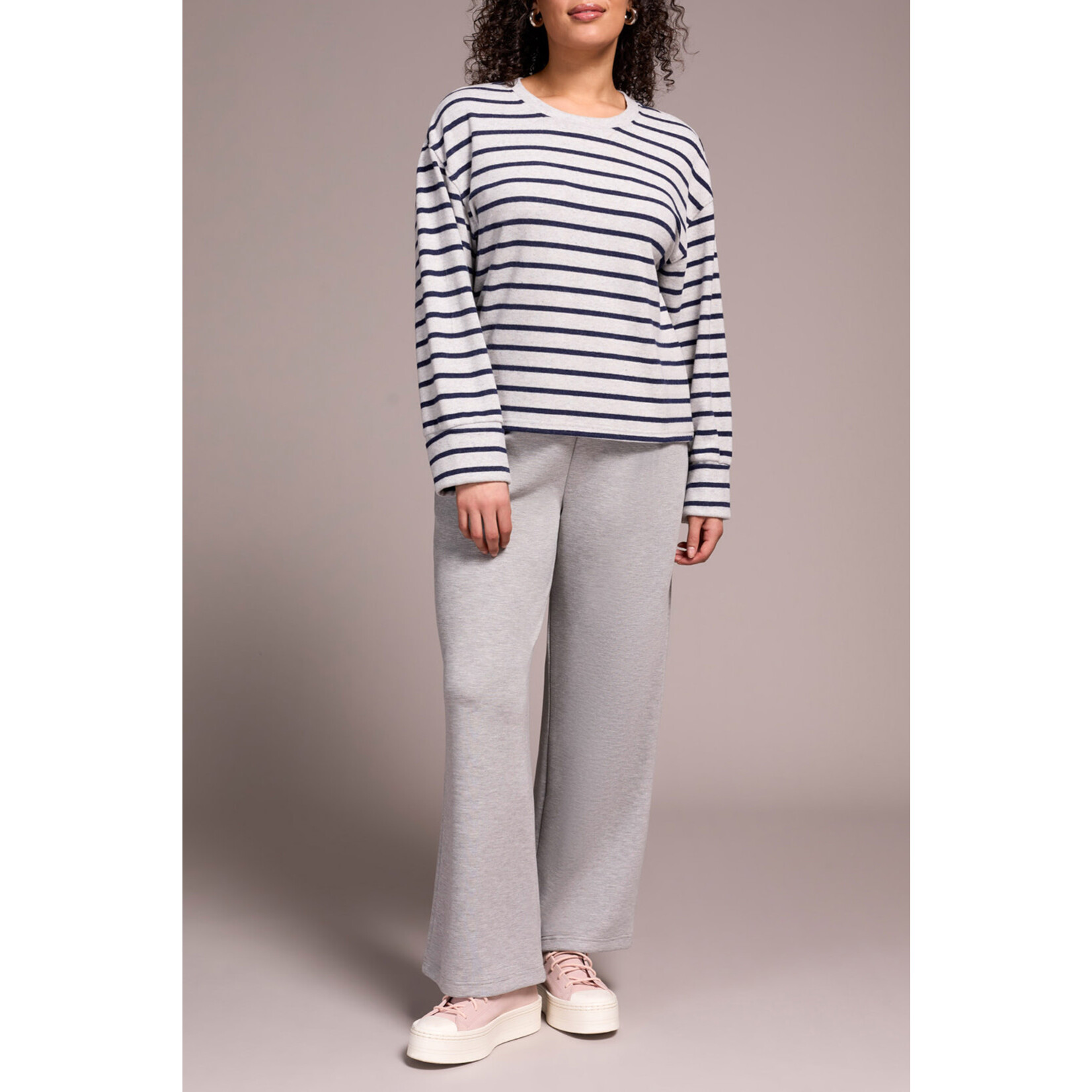 Tribal T L/S Crewneck Top w/ Cuff Sapphire