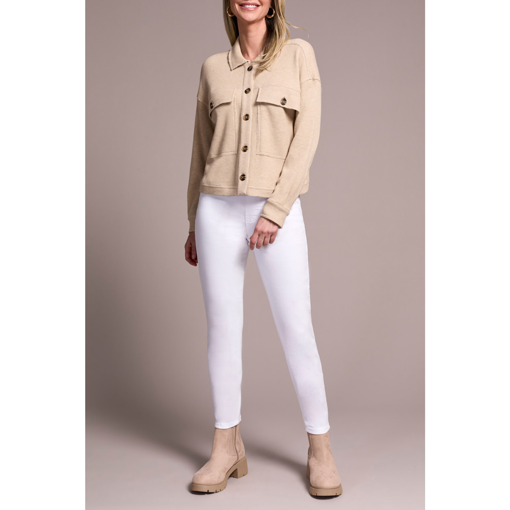 Tribal T Crop Knit Shacket w/ Patch