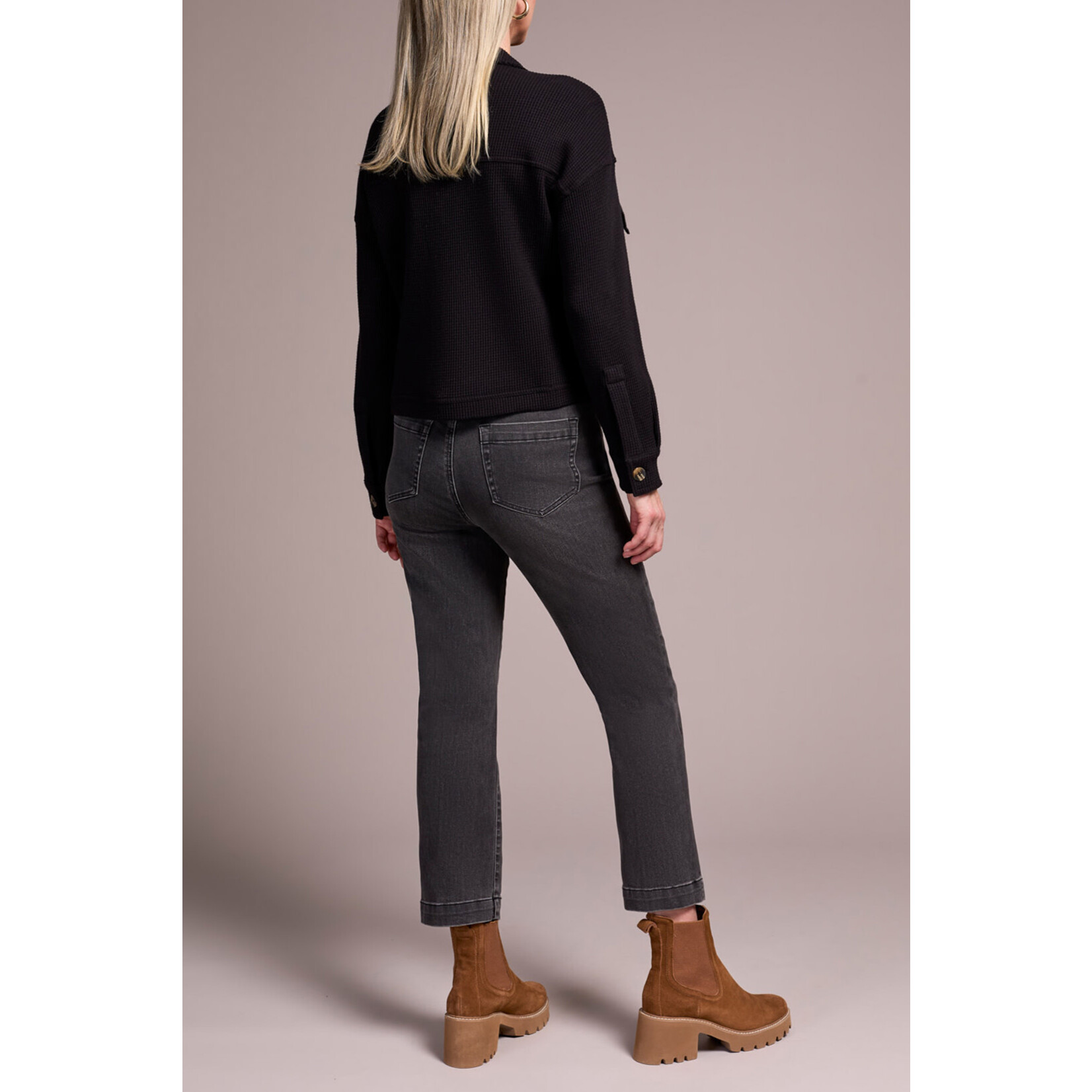 Tribal T Crop Knit Shacket w/ Patch