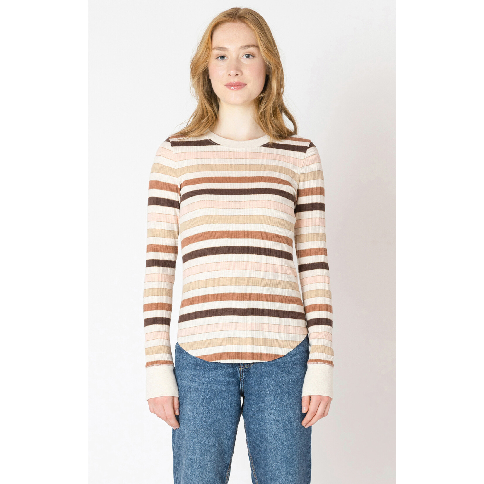 Dex Dex Chestnut Striped Ribbed Tee