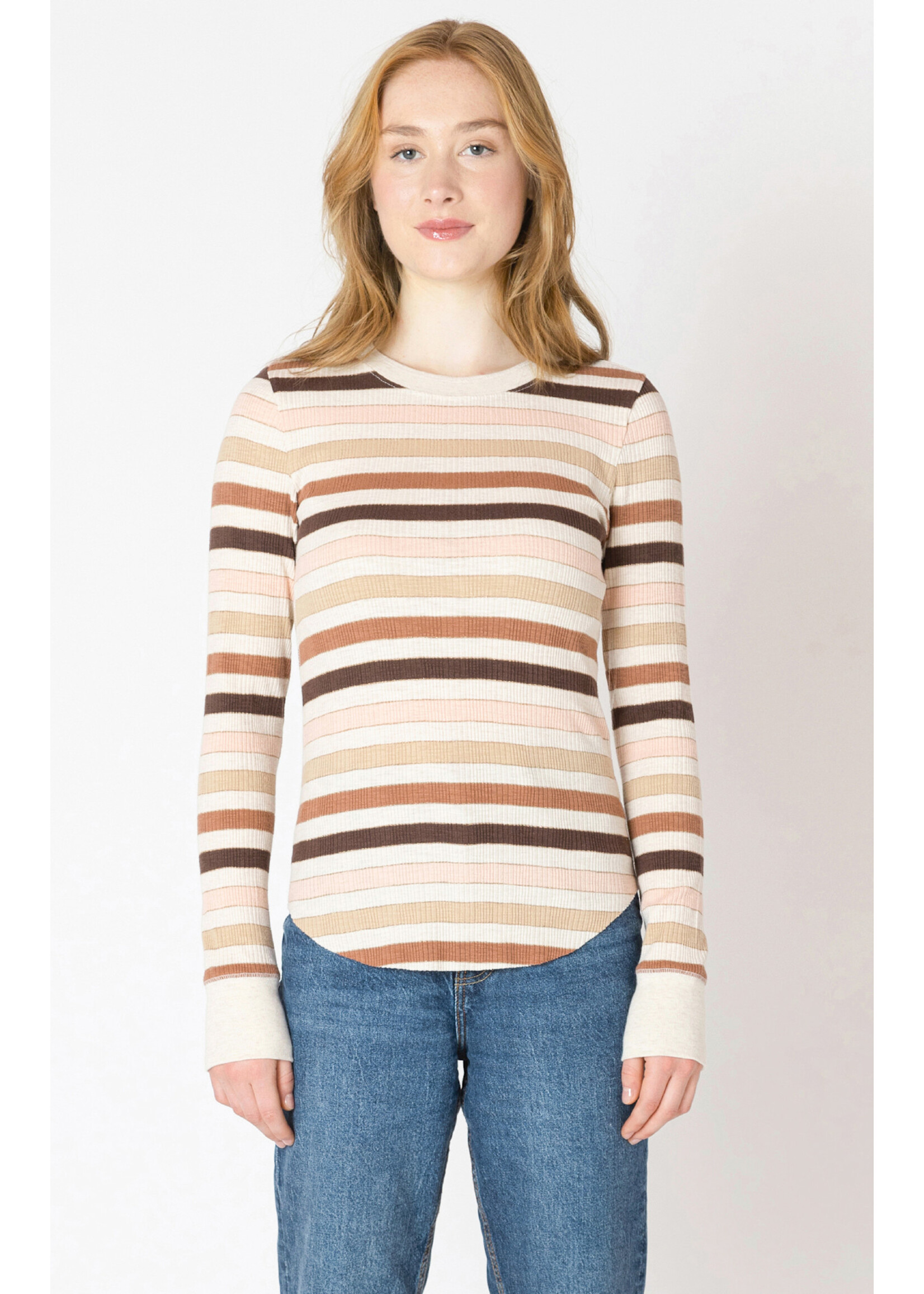 Dex Dex Chestnut Striped Ribbed Tee
