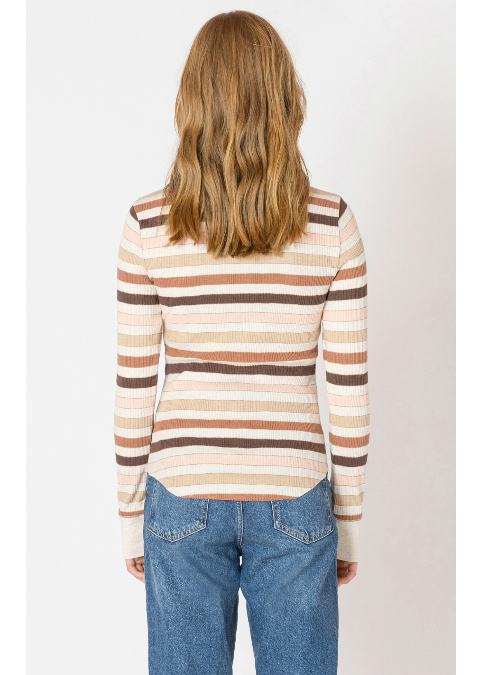 Dex Dex Chestnut Striped Ribbed Tee