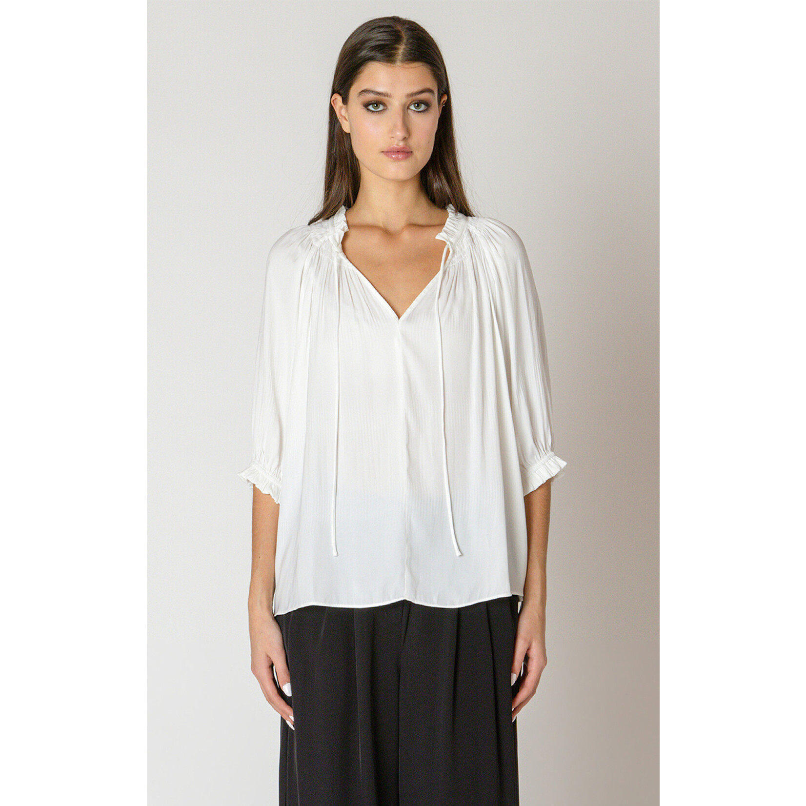 Dex Dex White Soft Pleated Tee