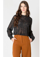 Dex Black Embroidered Lace Top