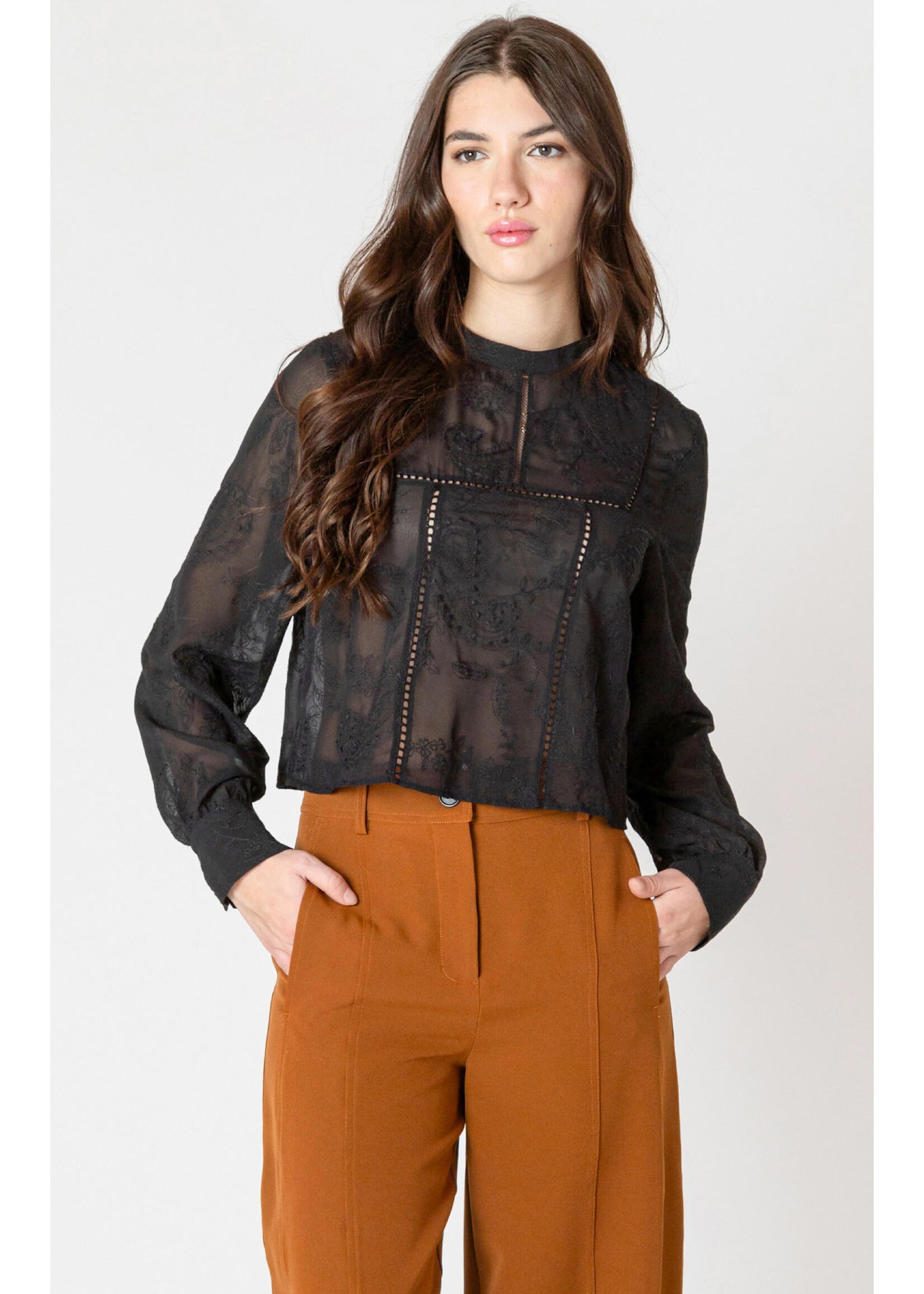Dex Dex Black Embroidered Lace Top