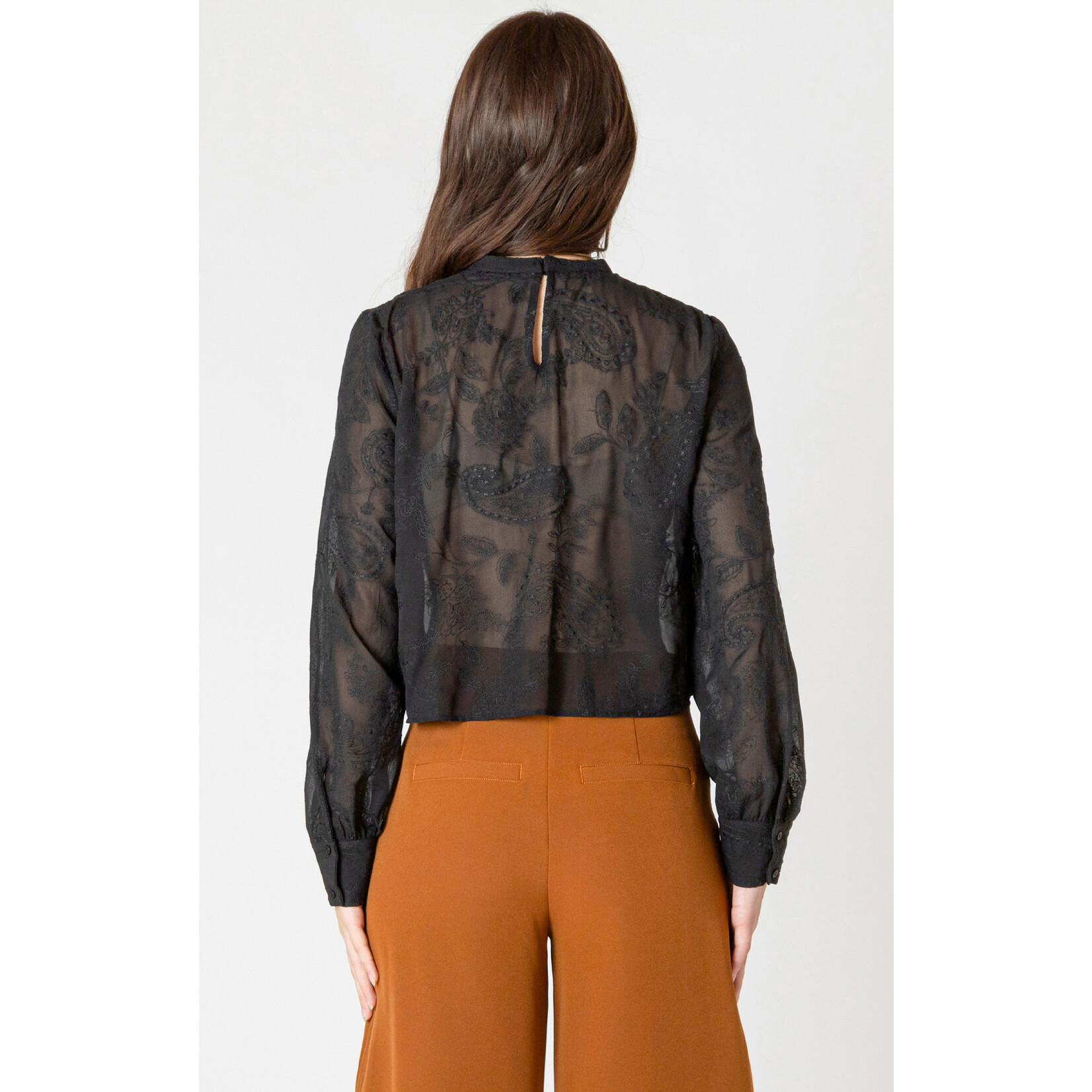 Dex Dex Black Embroidered Lace Top