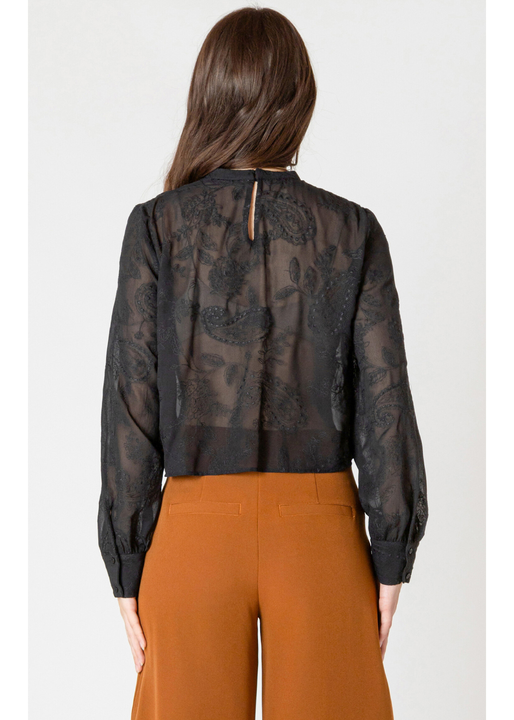 Dex Dex Black Embroidered Lace Top