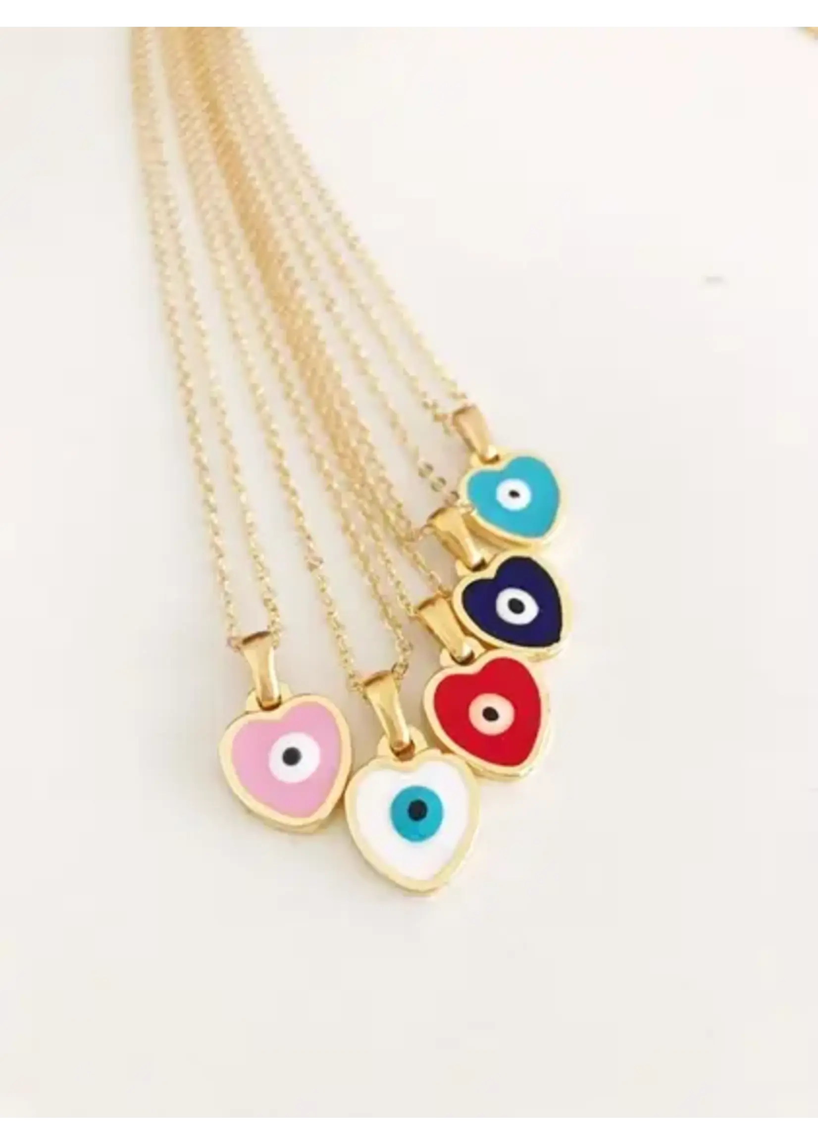 Evileye Favor EEF Evil Eye Heart Charm Necklace