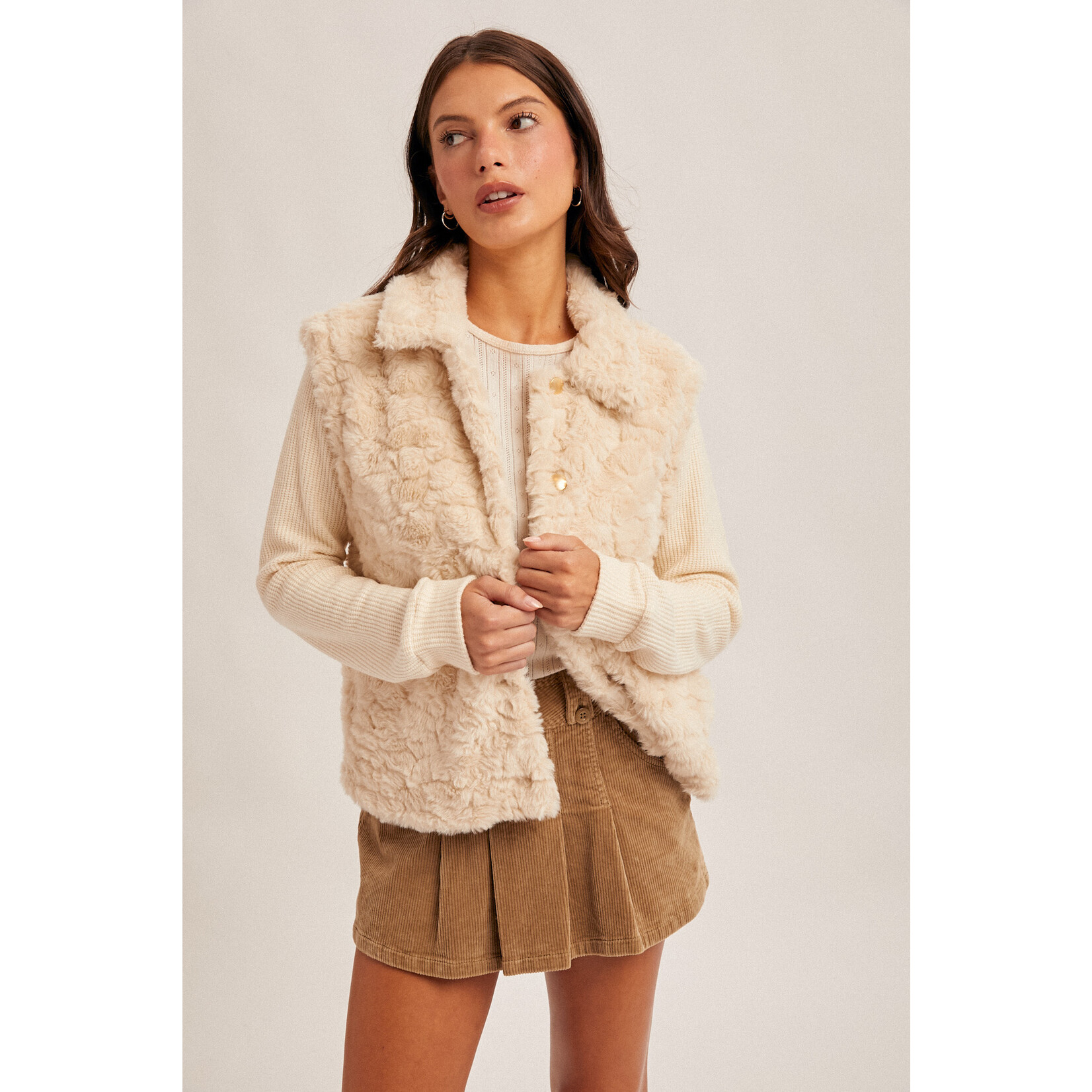 Hem & Thread HT Knit Slv Fur Jacket