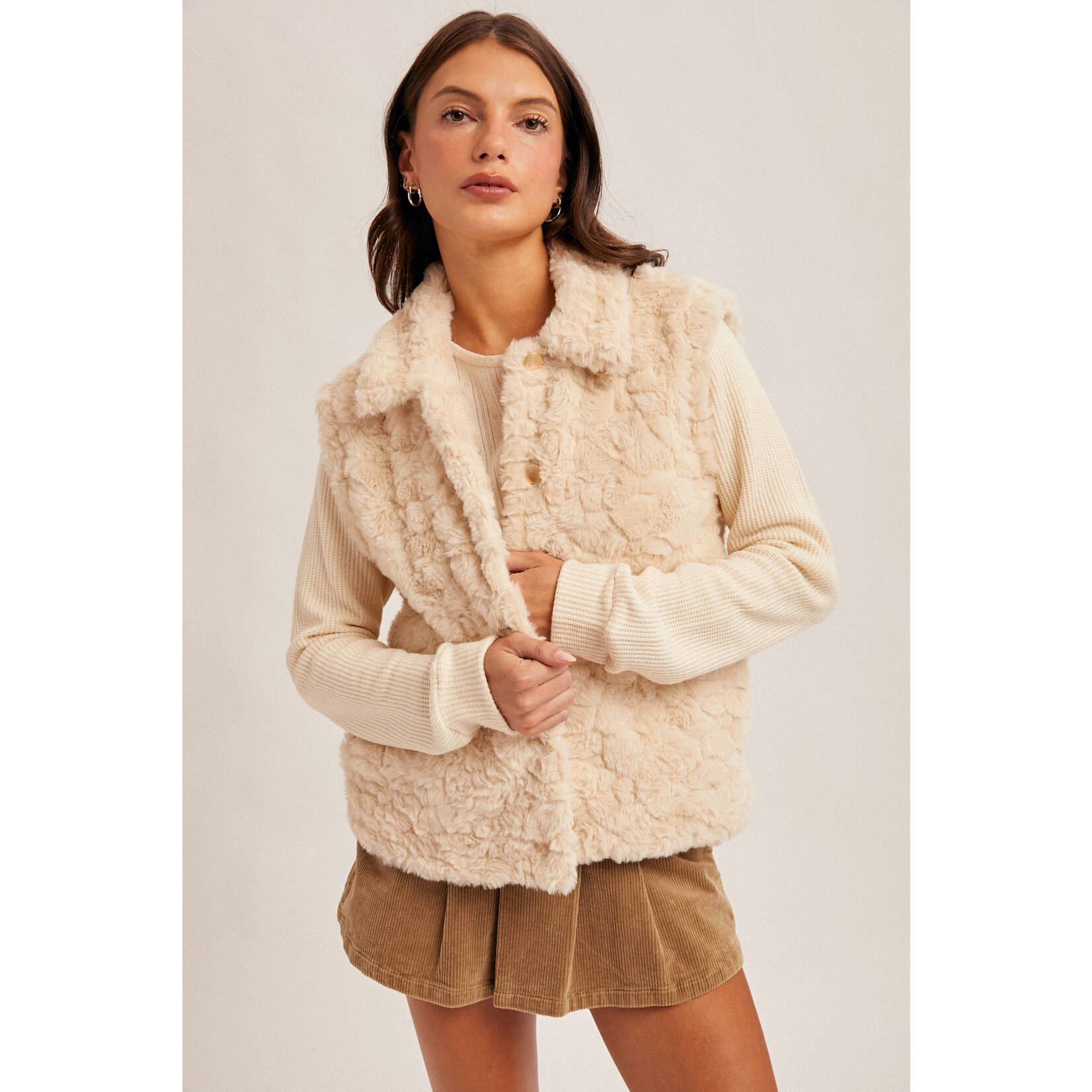 Hem & Thread HT Knit Slv Fur Jacket