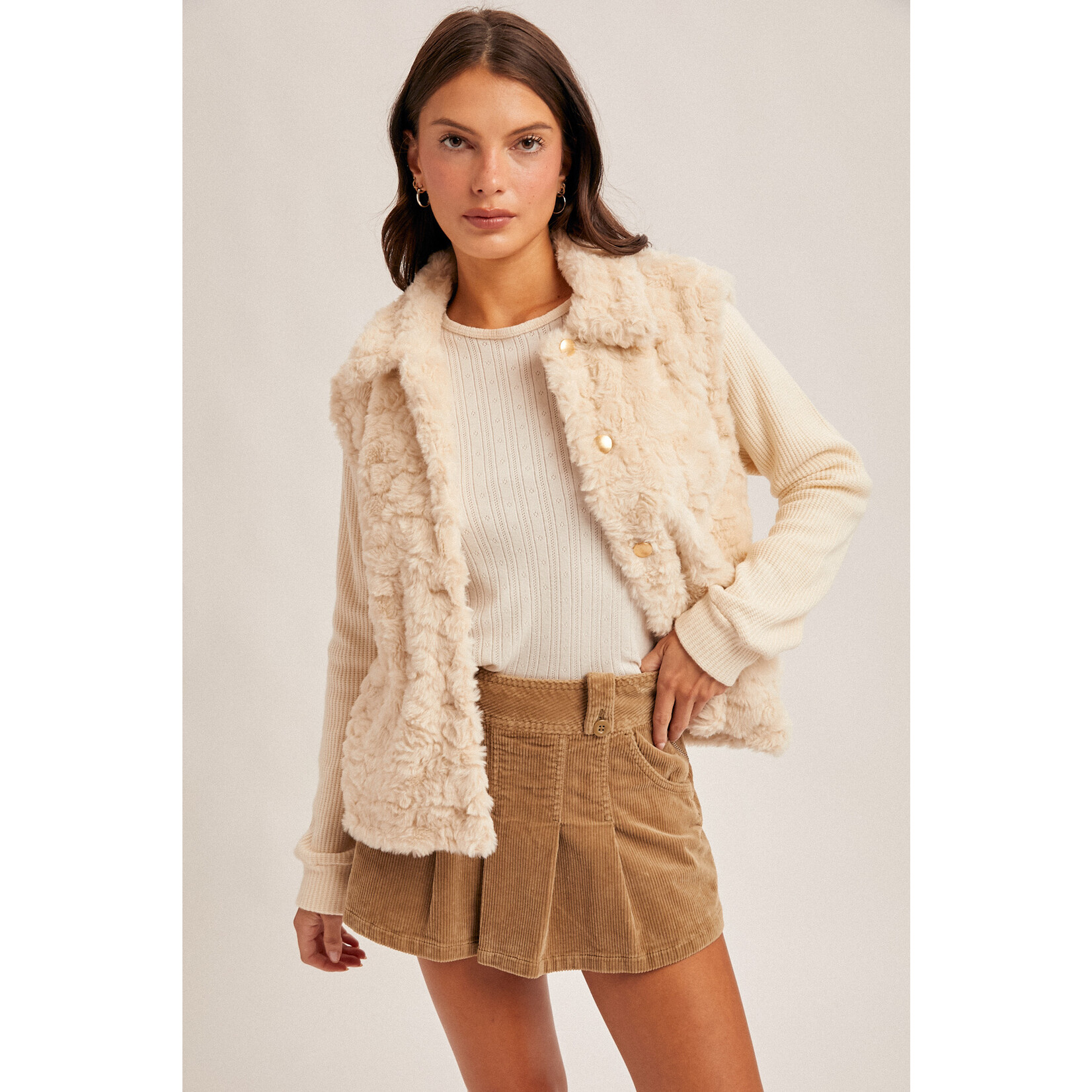 Hem & Thread HT Knit Slv Fur Jacket