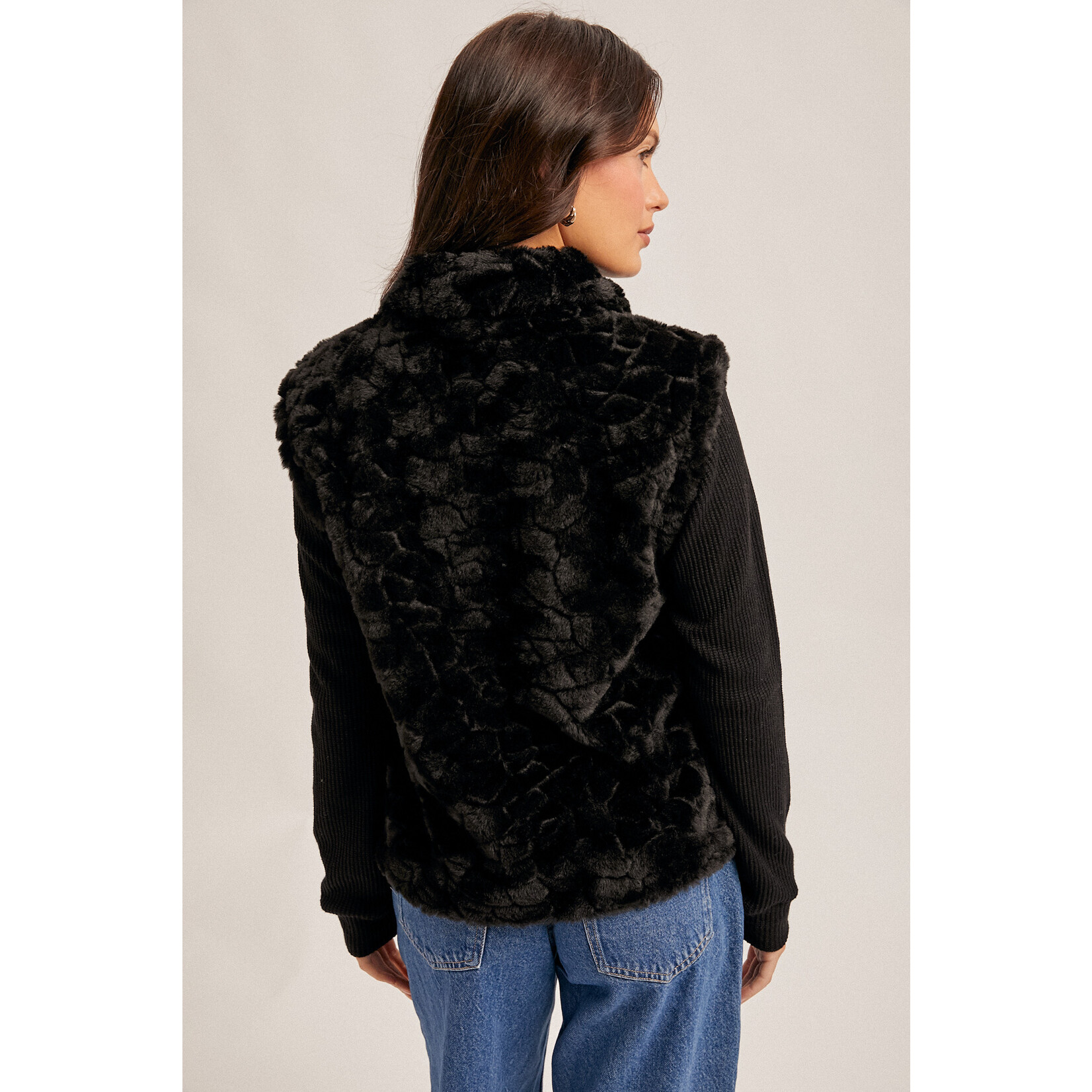 Hem & Thread HT Knit Slv Fur Jacket