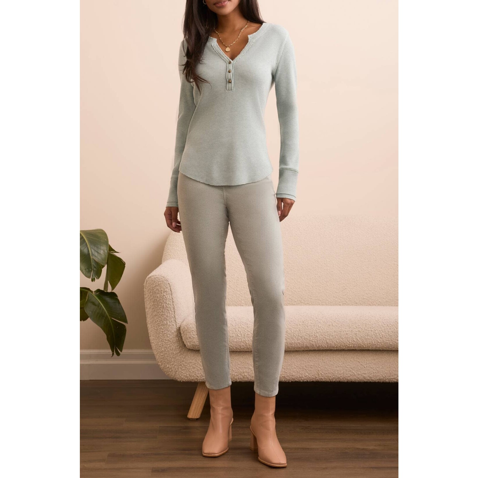 Tribal T Henley Top w/ Buttons