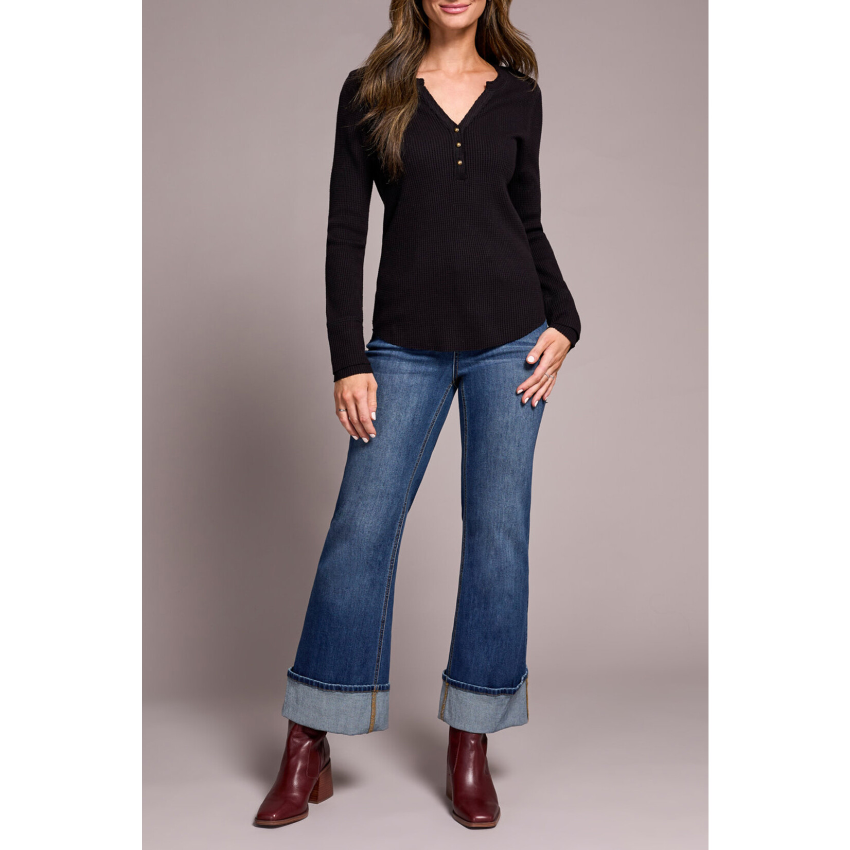 Tribal T Henley Top w/ Buttons