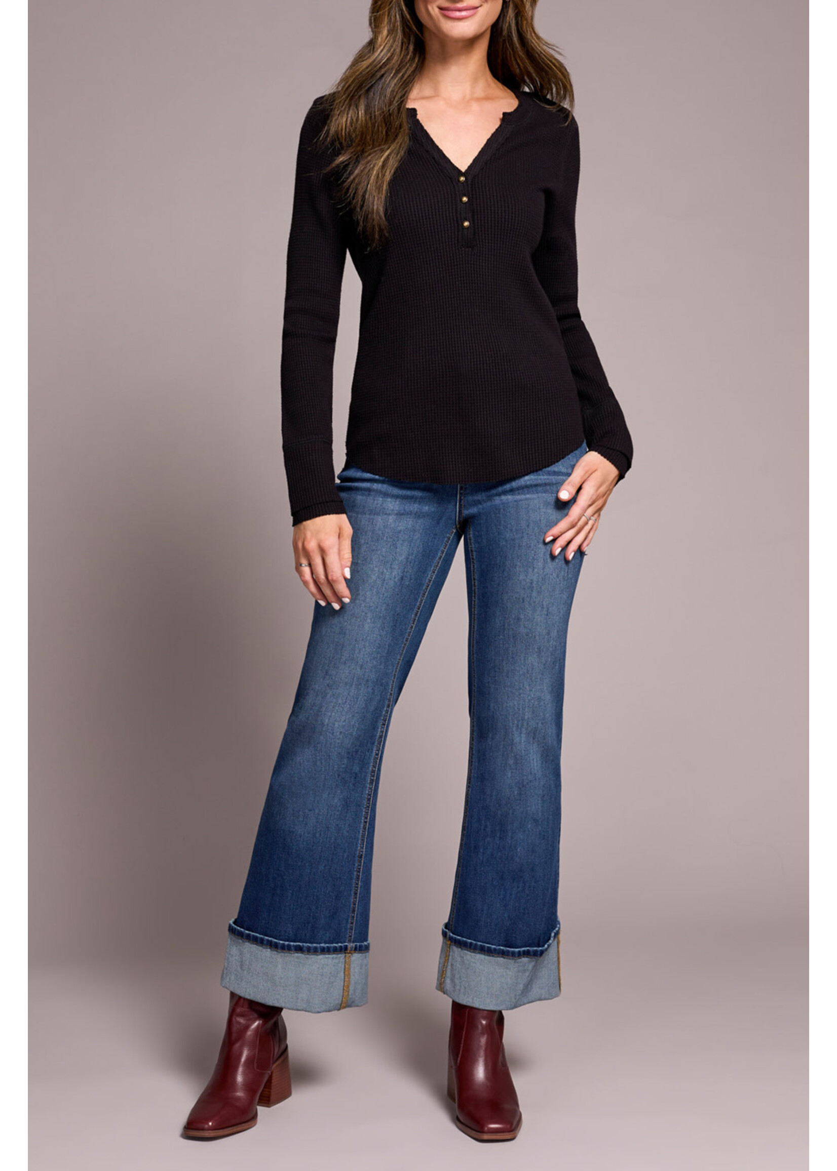Tribal T Henley Top w/ Buttons