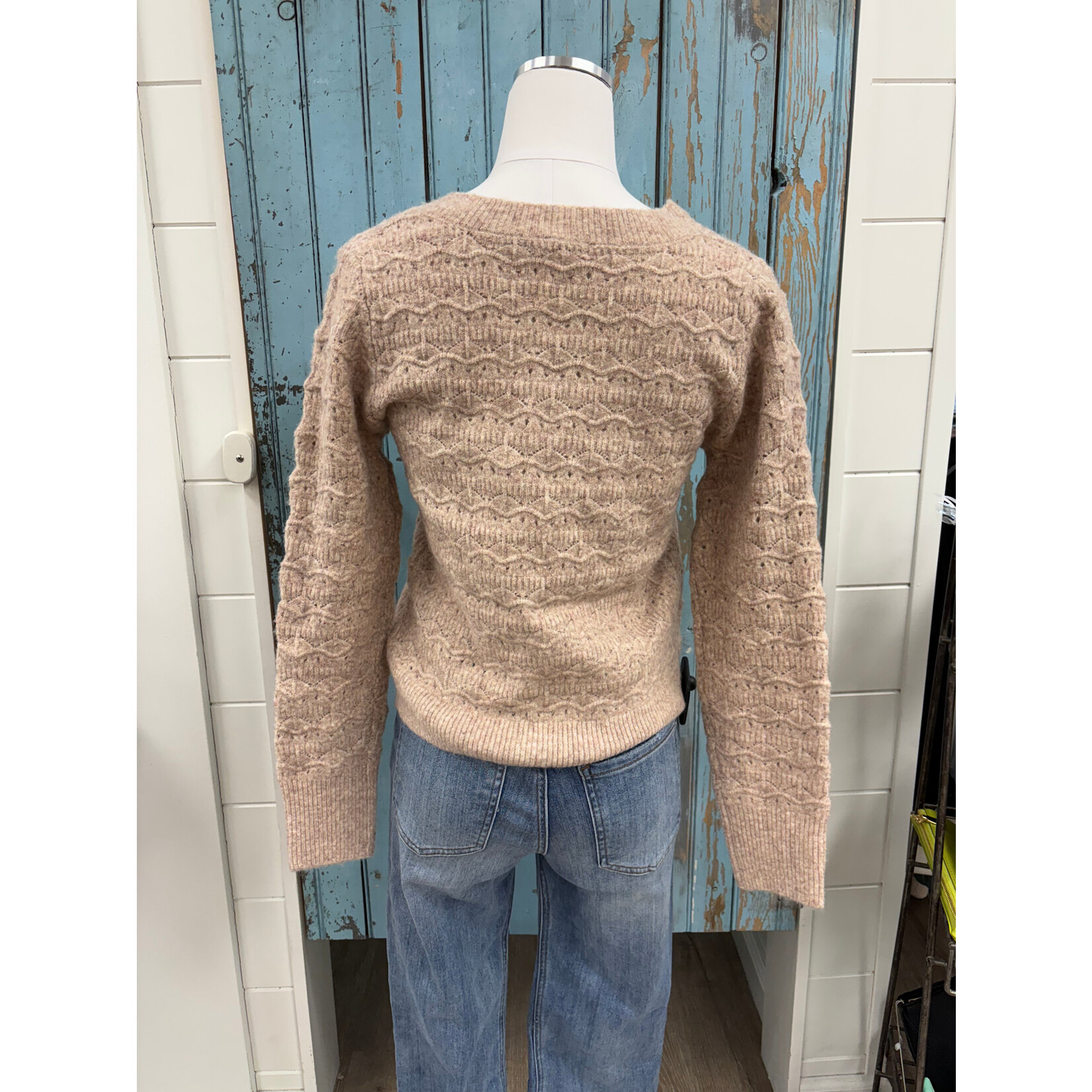 Hem & Thread HT V-Neck Open Sweater Top