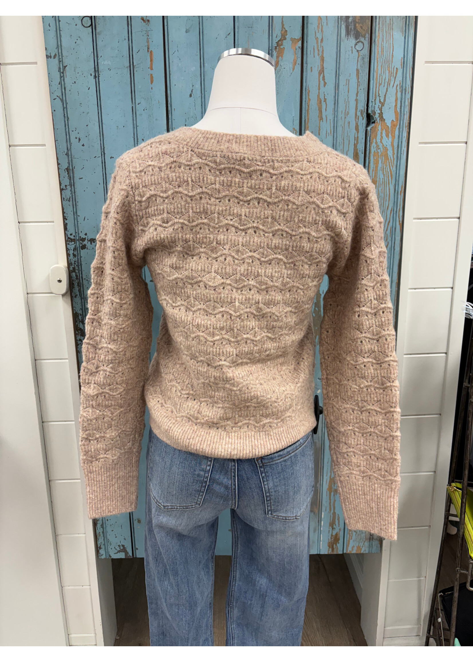 Hem & Thread HT V-Neck Open Sweater Top