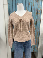 Hem & Thread V-Neck Open Sweater Top