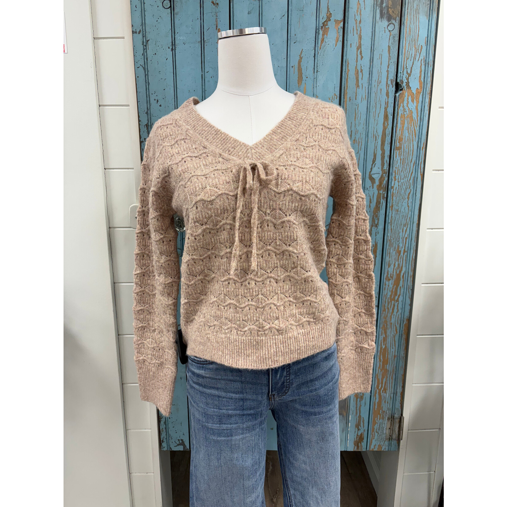Hem & Thread HT V-Neck Open Sweater Top