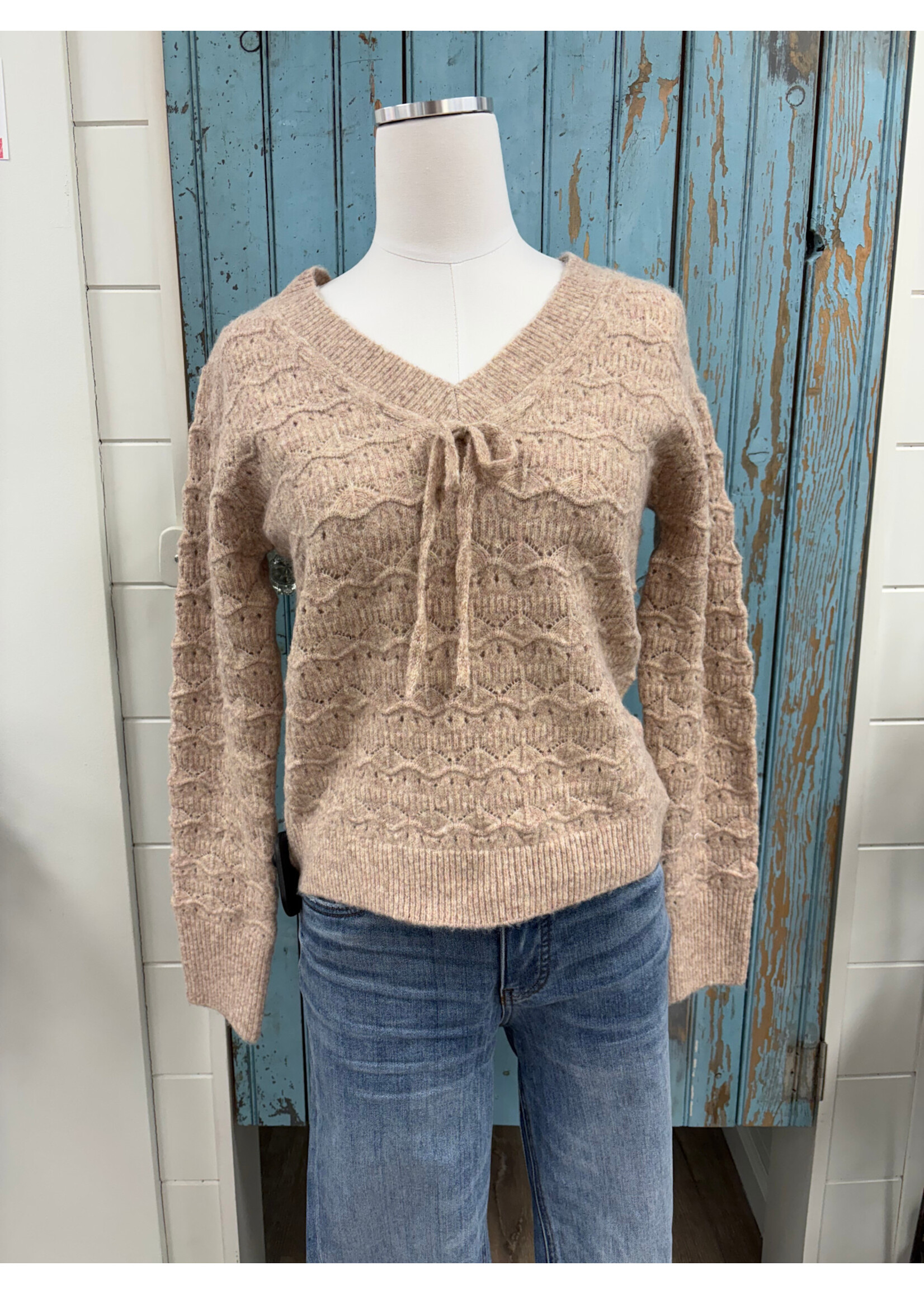Hem & Thread HT V-Neck Open Sweater Top