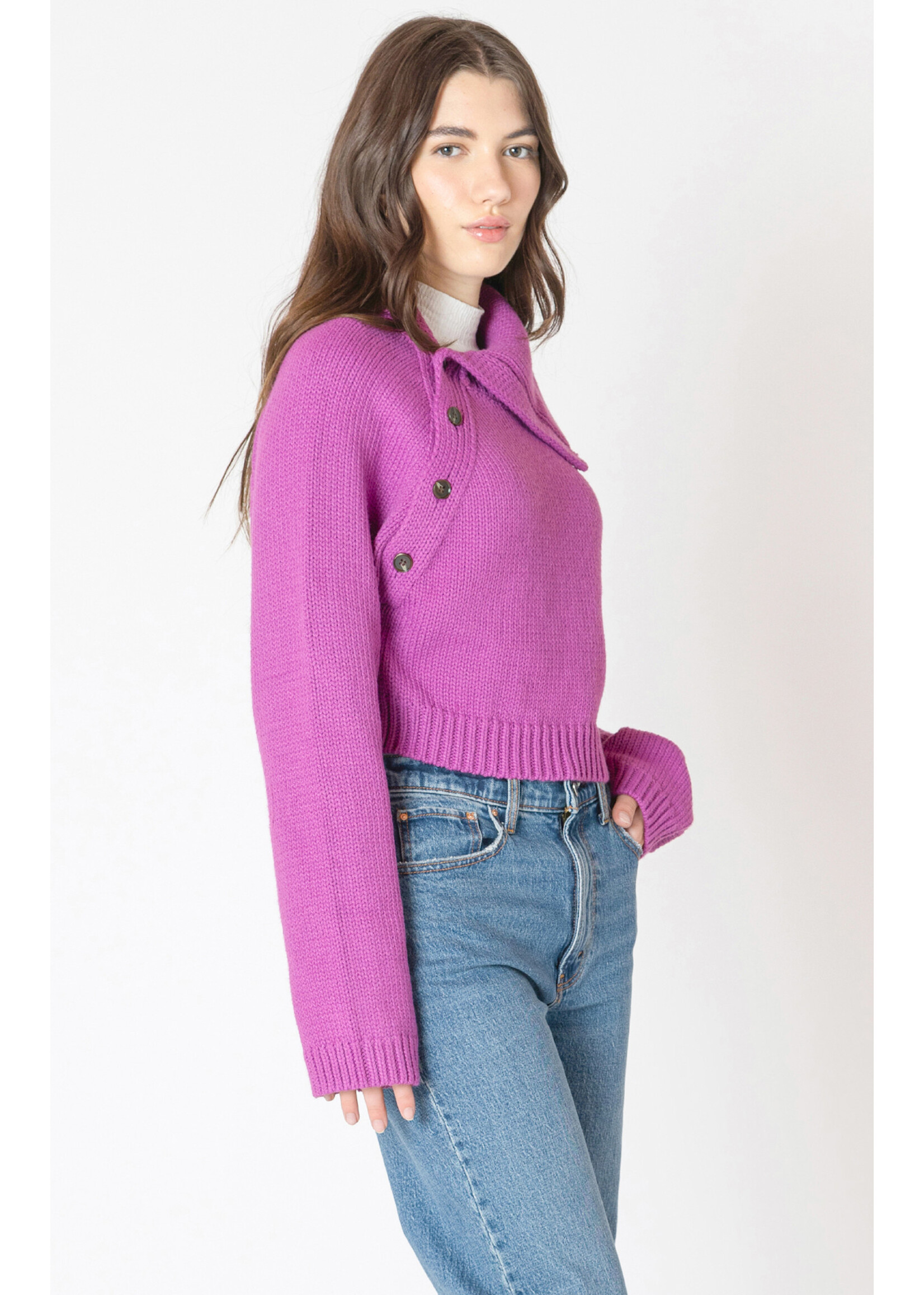 Dex Dex Magenta Cross Neck Sweater