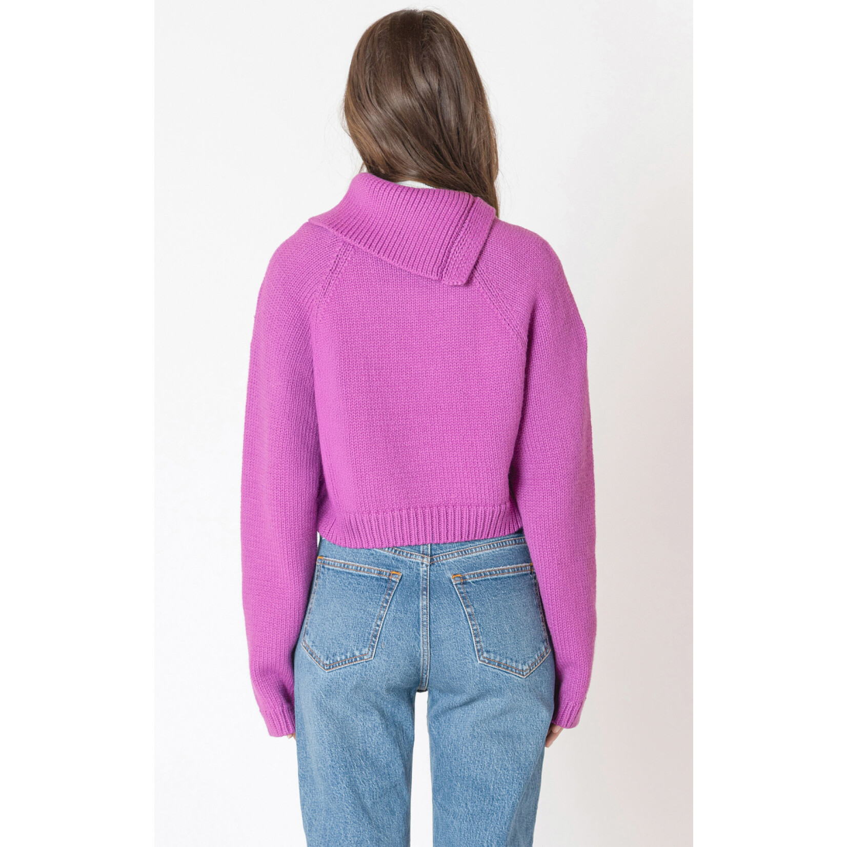 Dex Dex Magenta Cross Neck Sweater