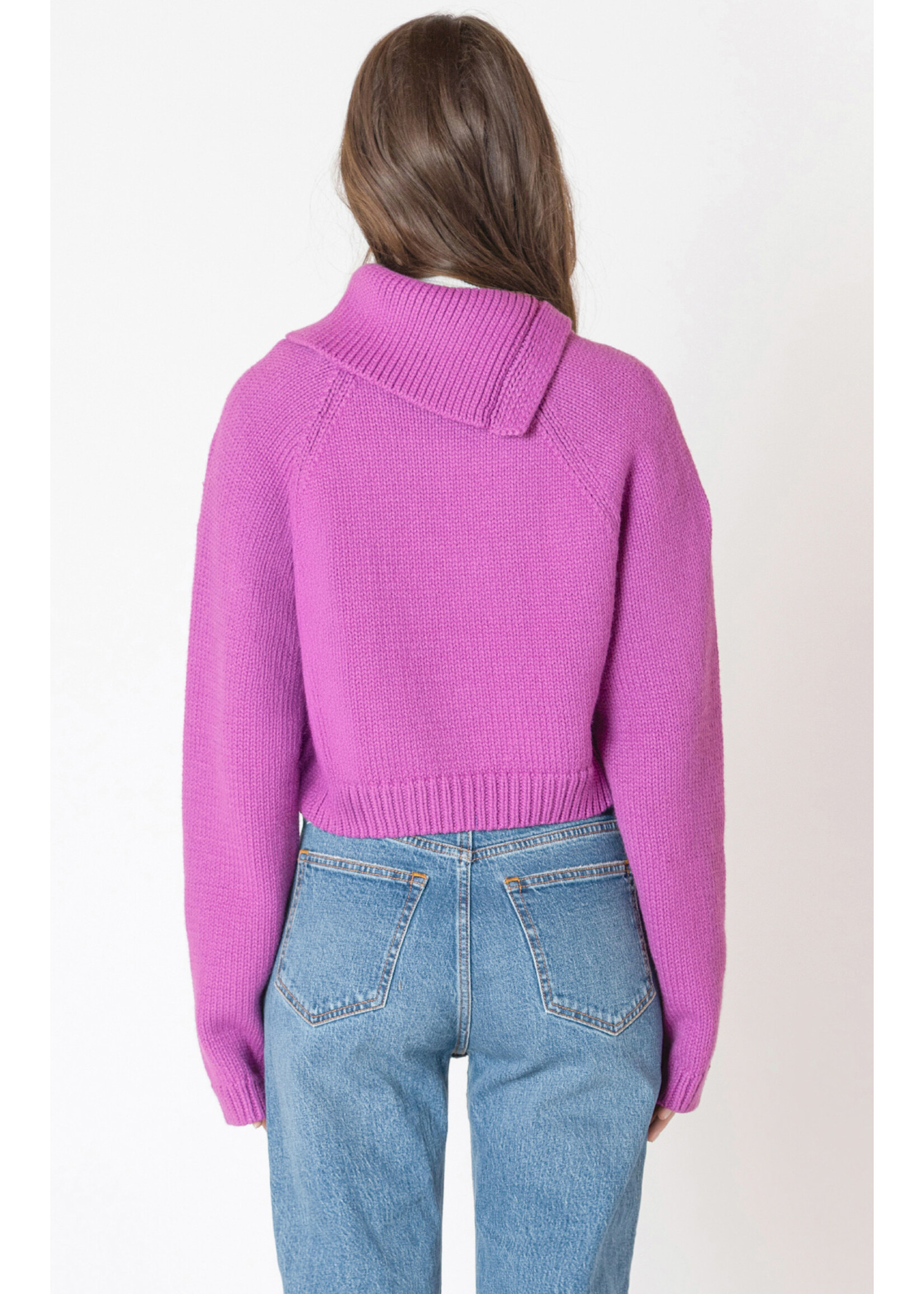 Dex Dex Magenta Cross Neck Sweater