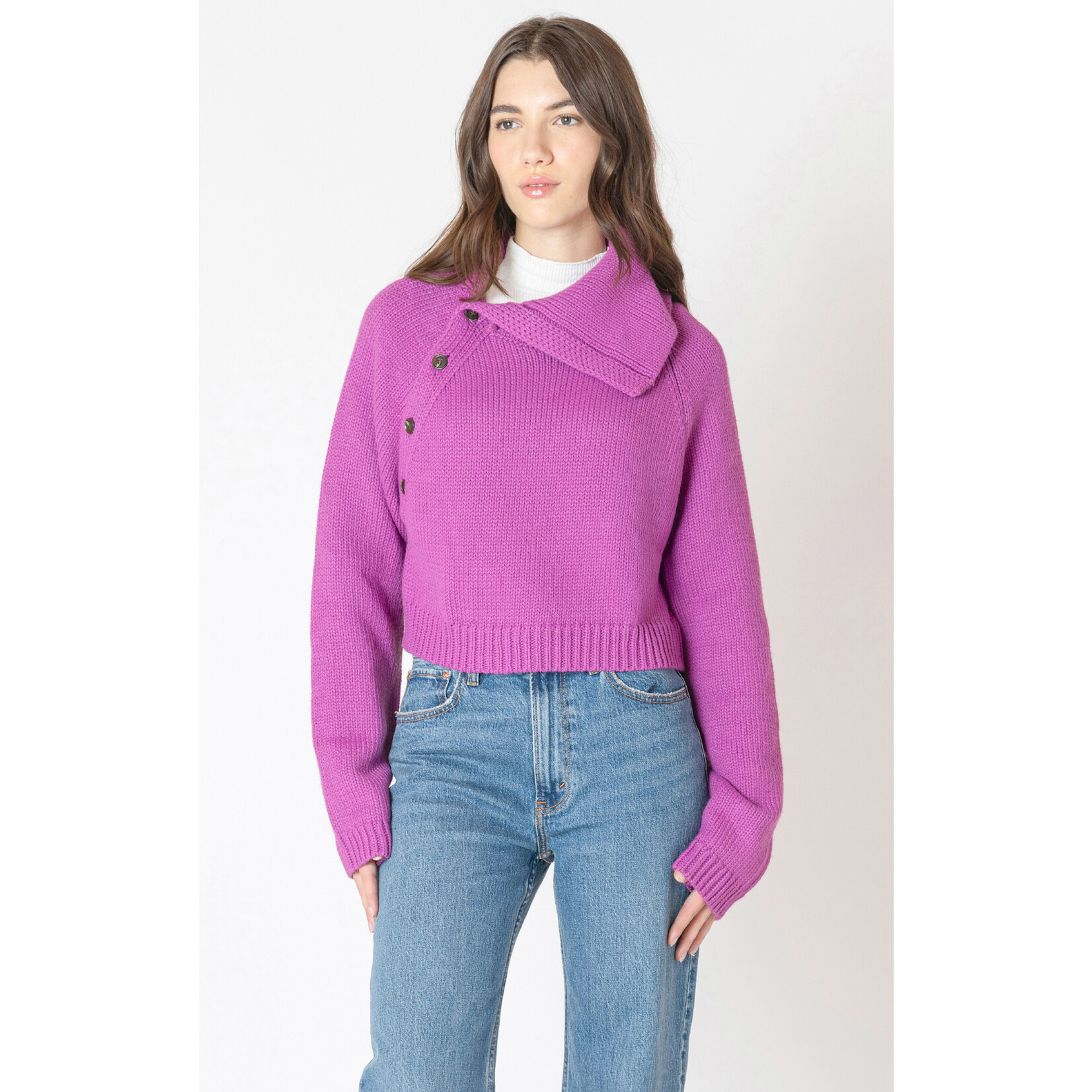 Dex Dex Magenta Cross Neck Sweater