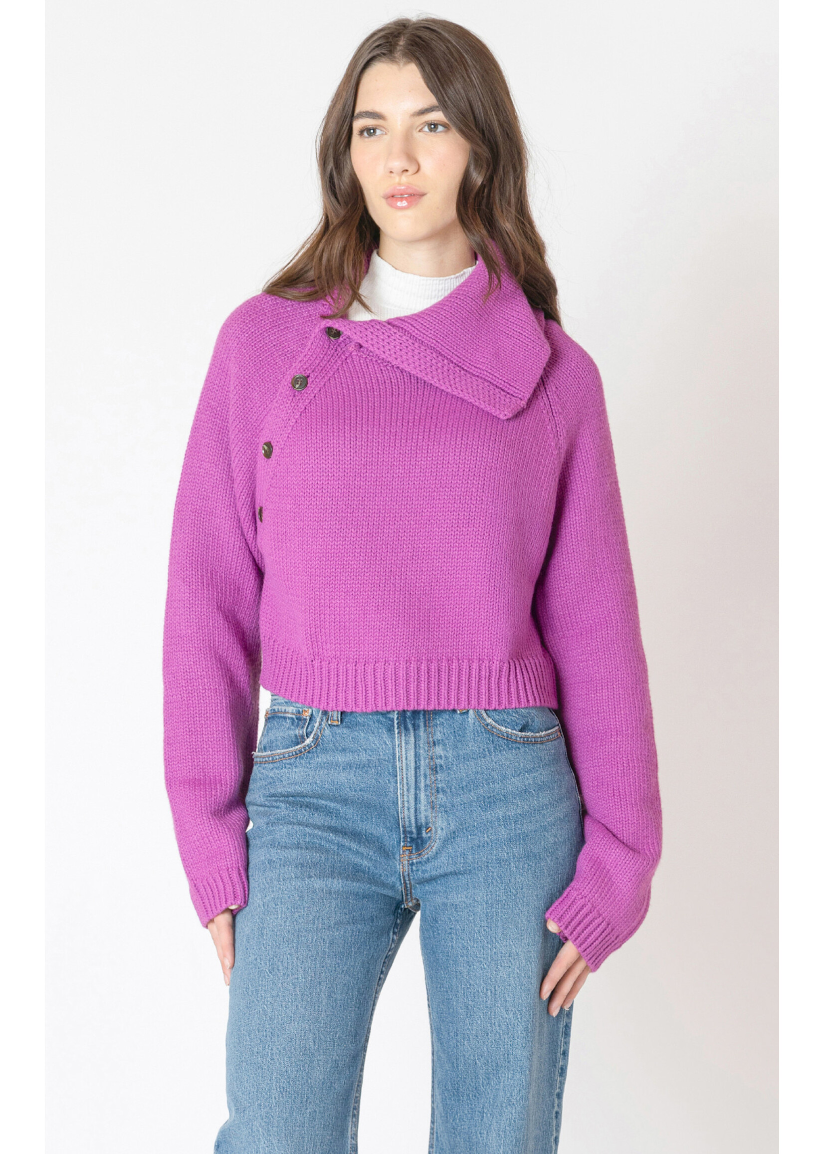 Dex Dex Magenta Cross Neck Sweater