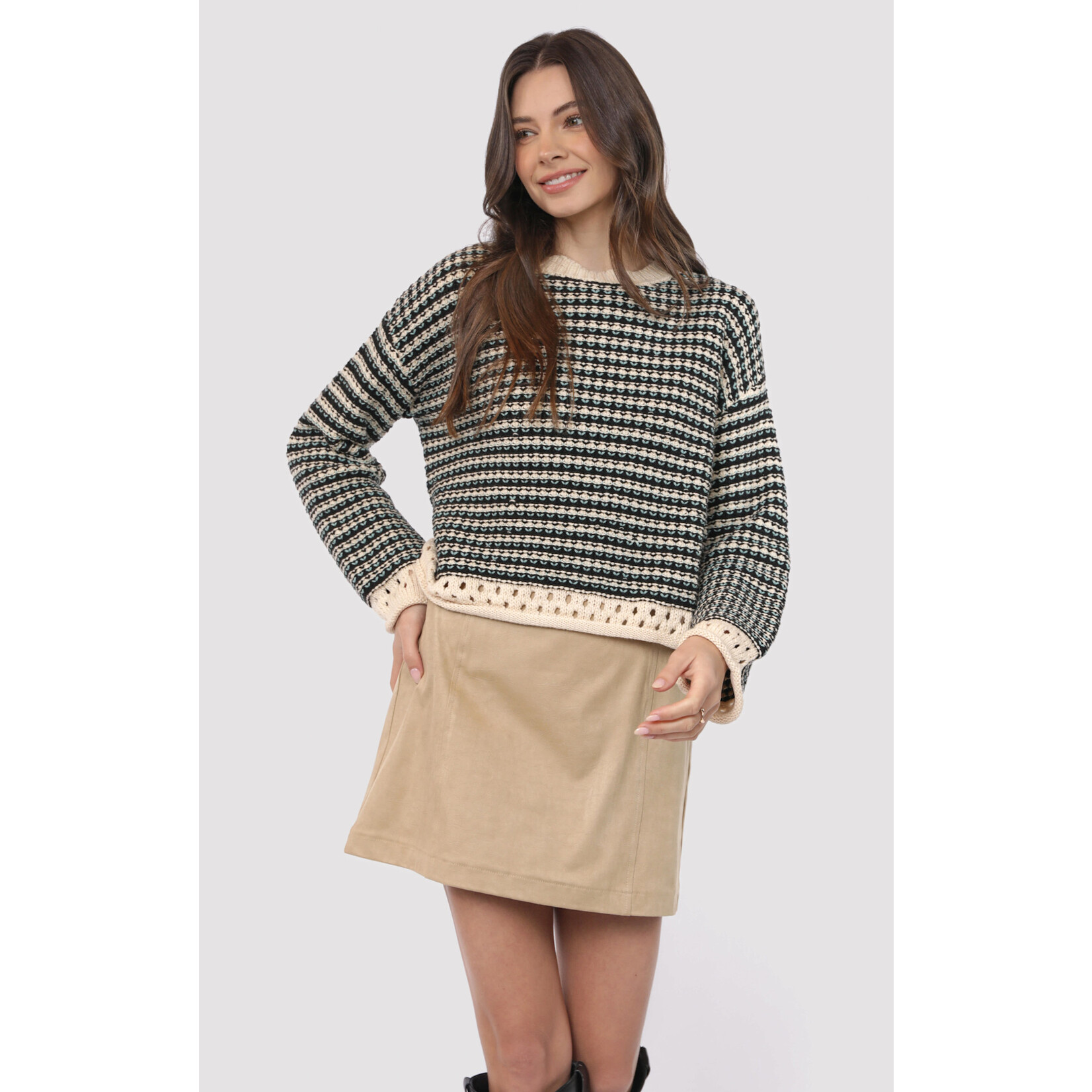 Sadie Sage SS Samantha Contrast Knit Sweater
