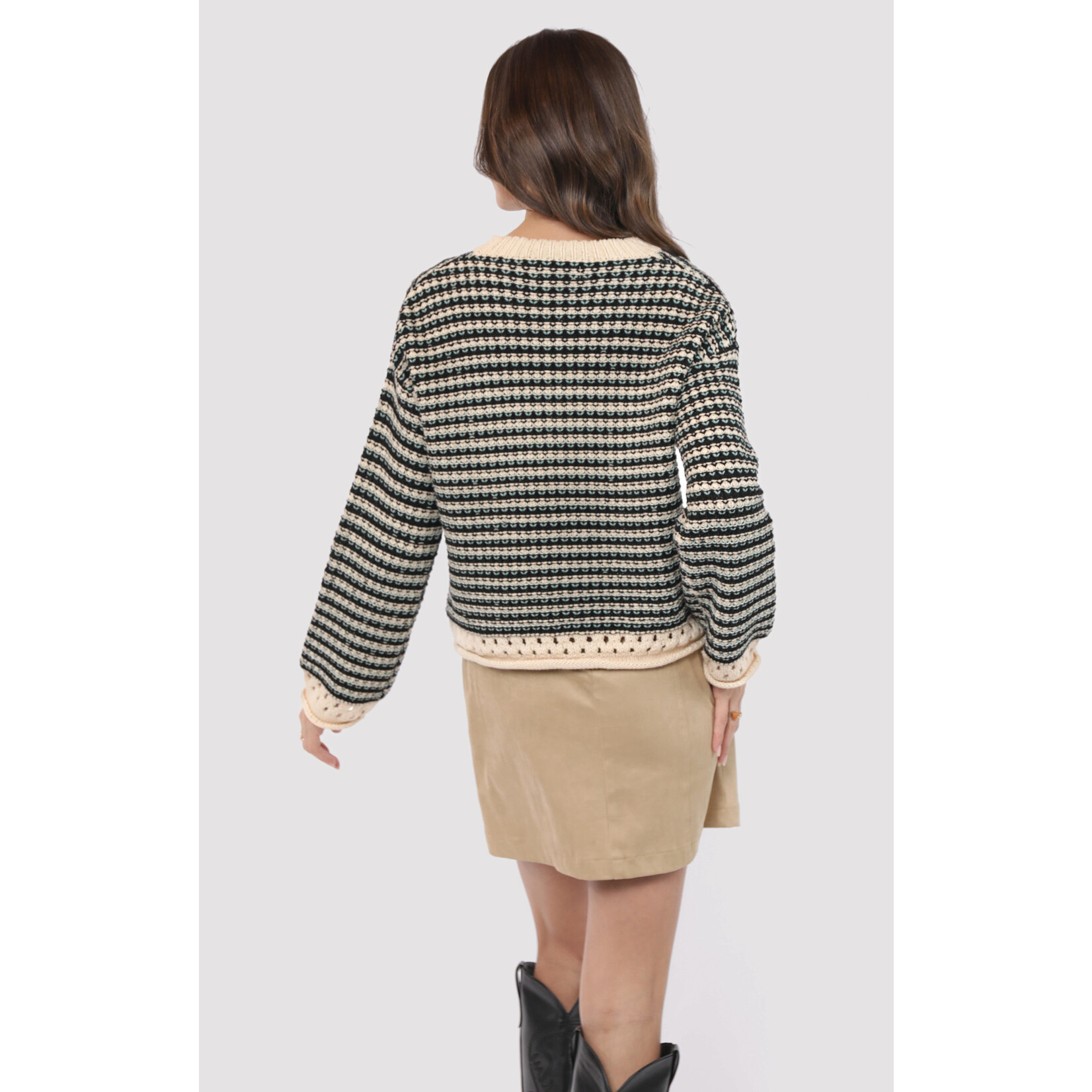 Sadie Sage SS Samantha Contrast Knit Sweater
