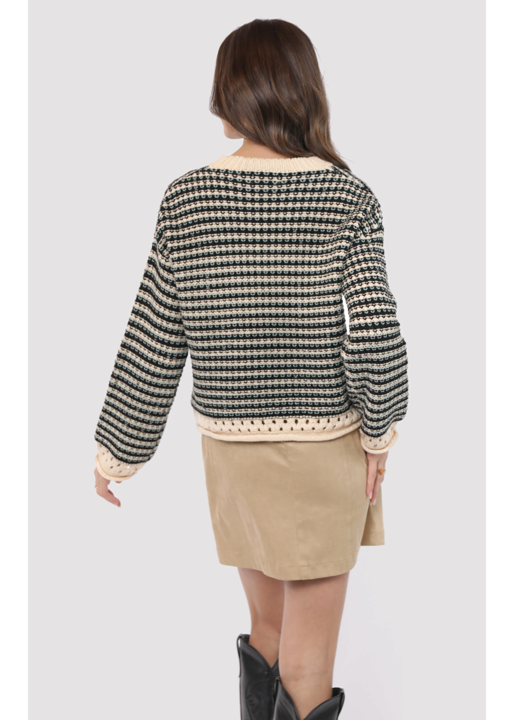 Sadie Sage SS Samantha Contrast Knit Sweater