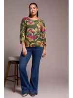 Tribal 3/4 Slv Crewneck Sweater