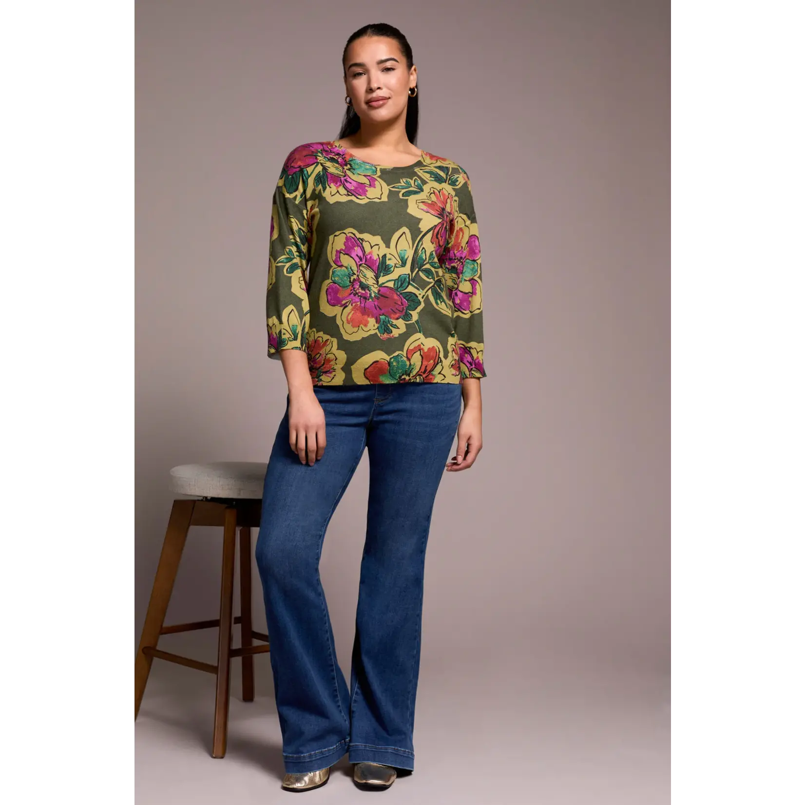 Tribal T 3/4 Slv Crewneck Sweater