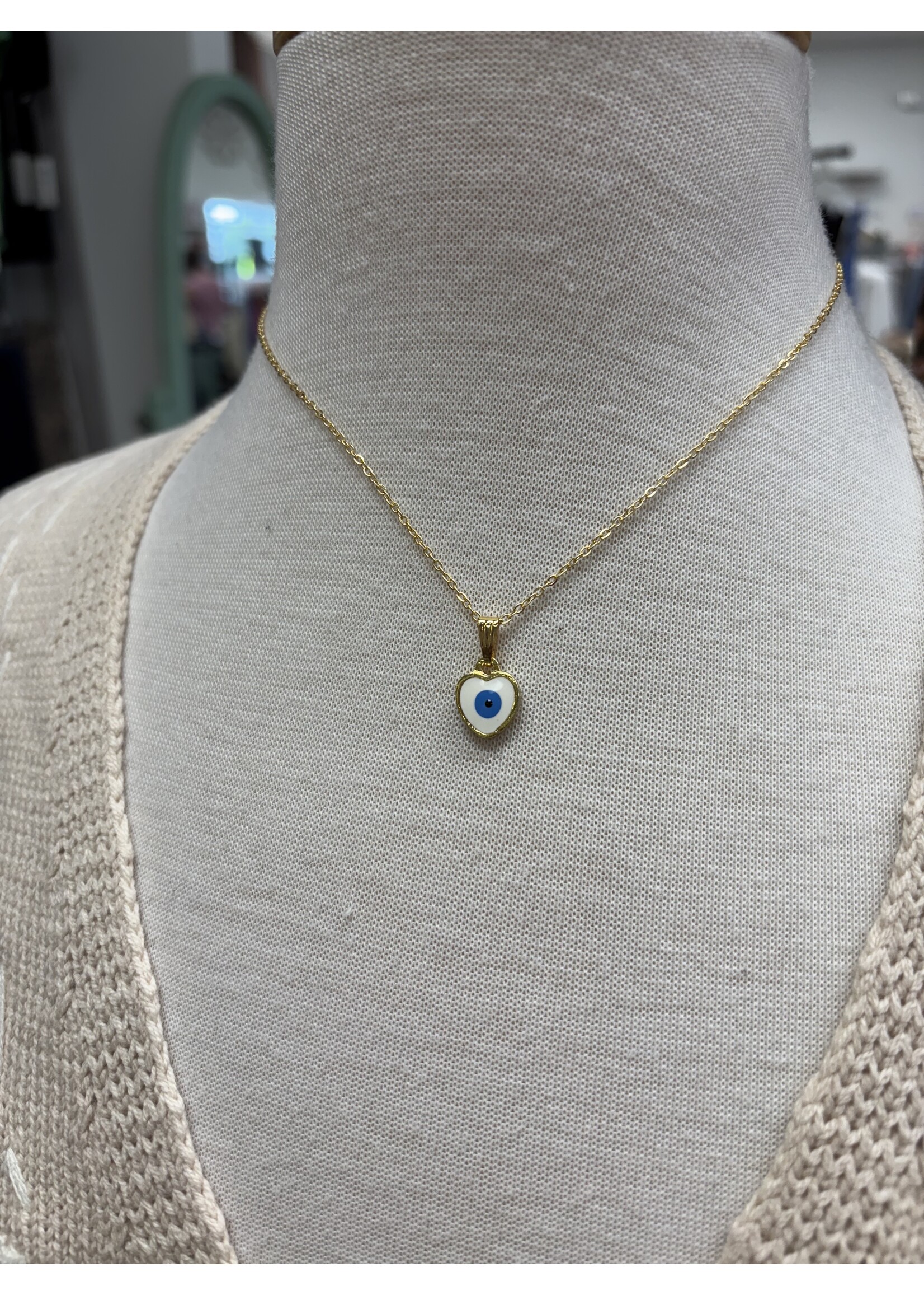 Evileye Favor EEF Evil Eye Heart Charm Necklace