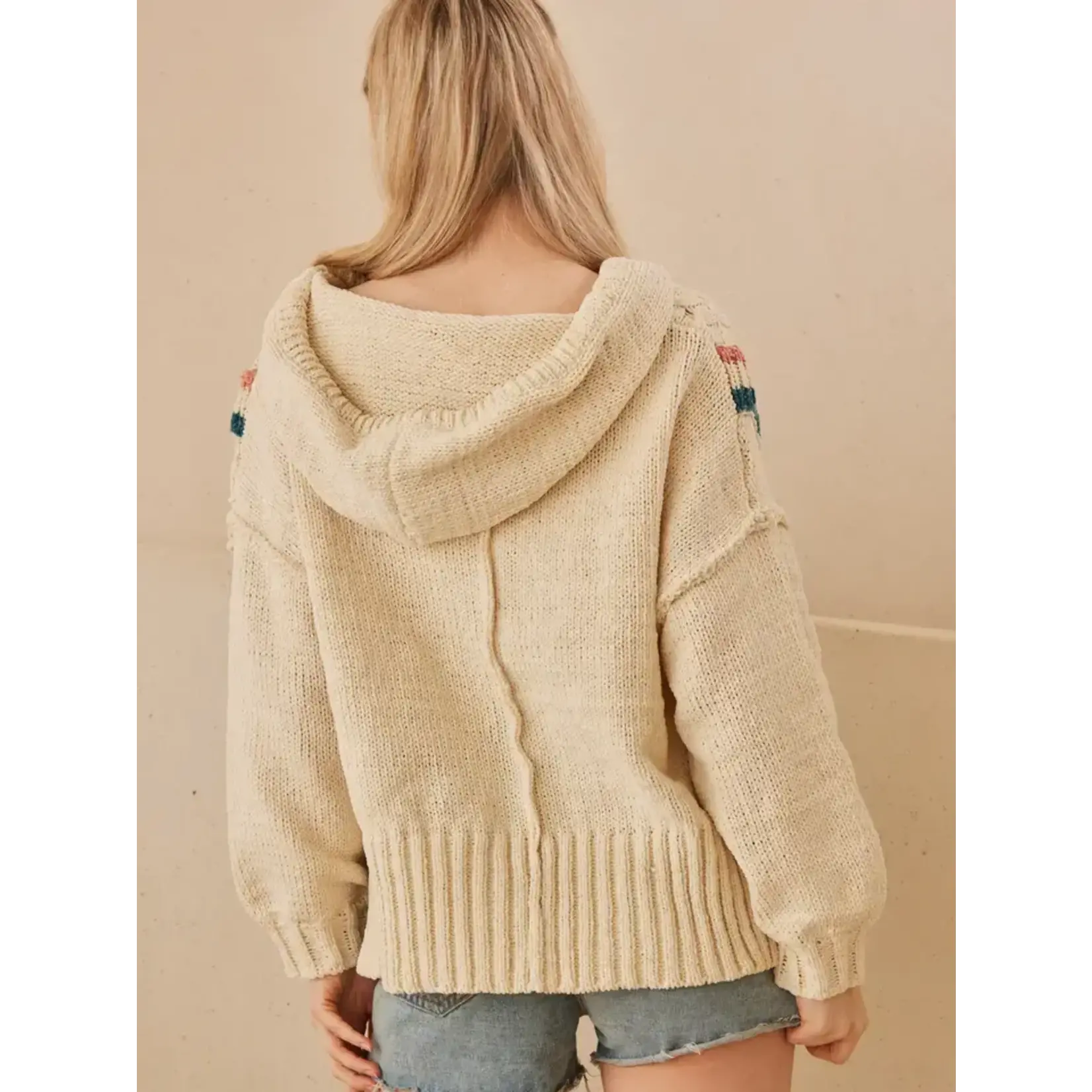 Mello Mello Hooded Color Stripe Sweater