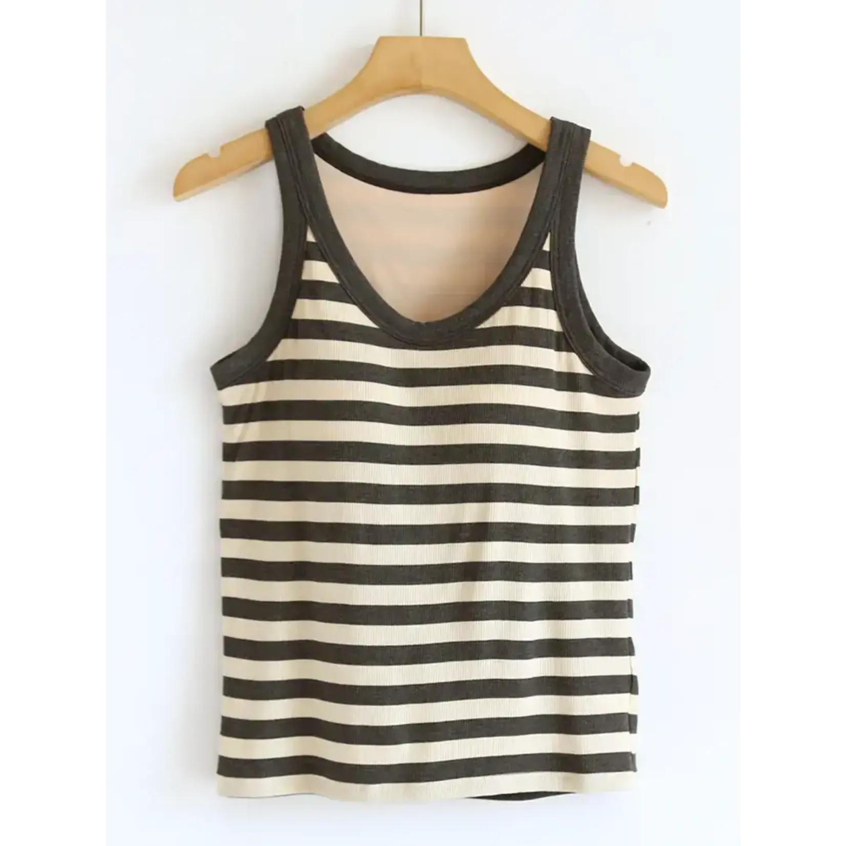 HIDDENBRAND HB Contrast Stripe  Built -in Bra Tank Top