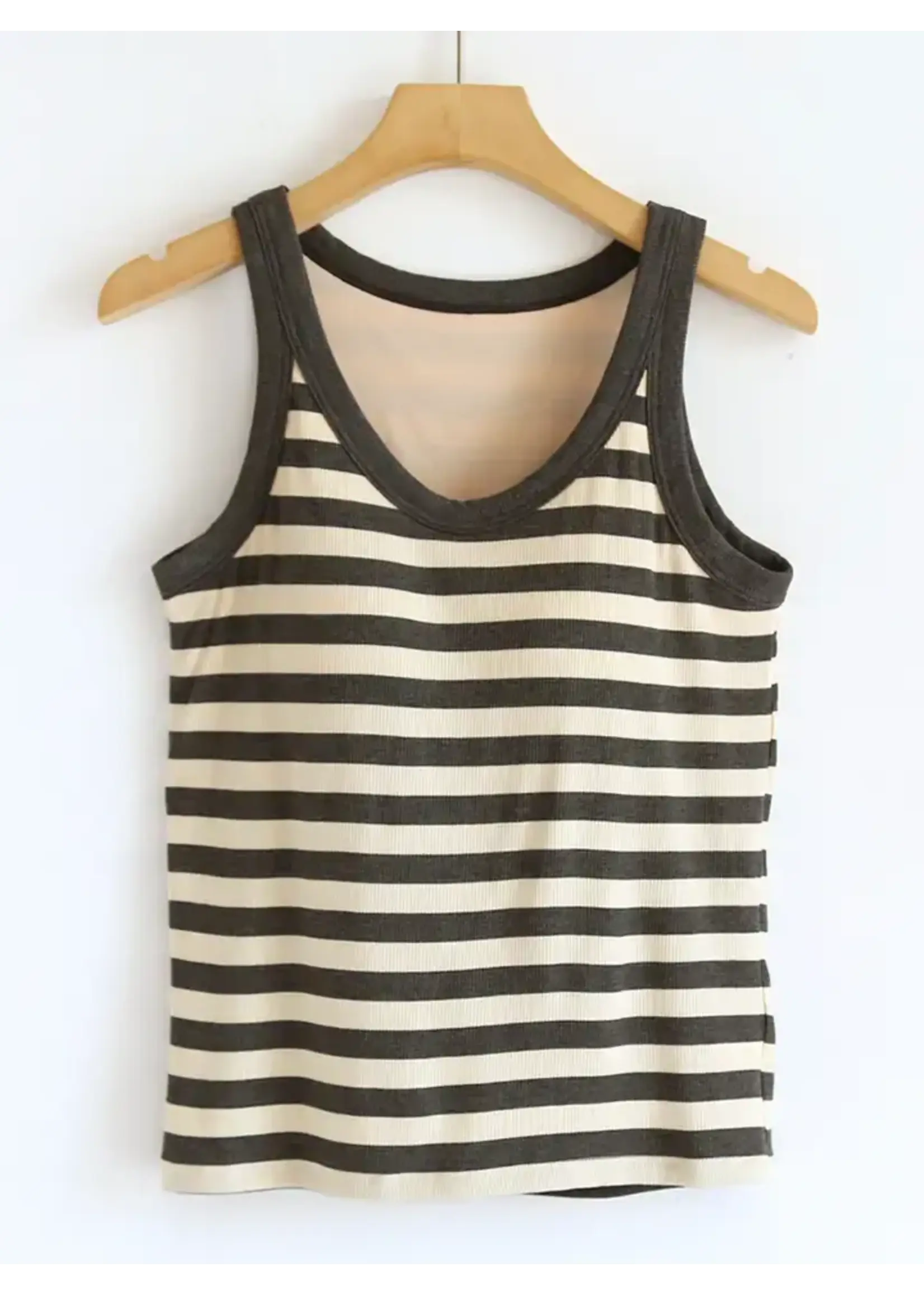 HIDDENBRAND HB Contrast Stripe  Built -in Bra Tank Top