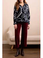 Tribal L/S Henley Top w/ Side Slits