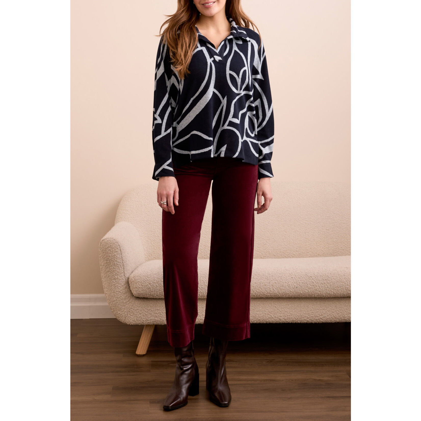 Tribal T L/S Henley Top w/ Side Slits