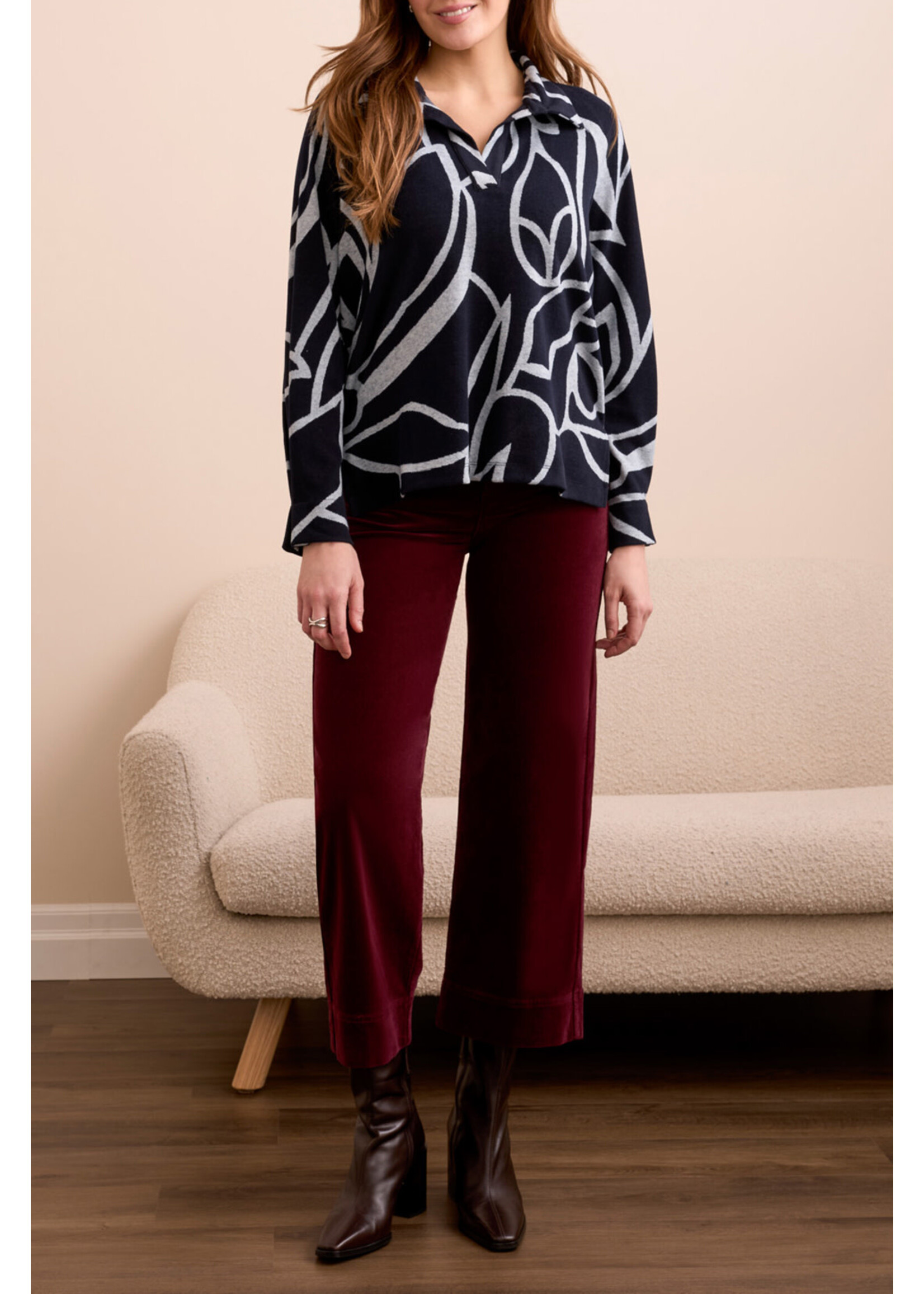 Tribal T L/S Henley Top w/ Side Slits