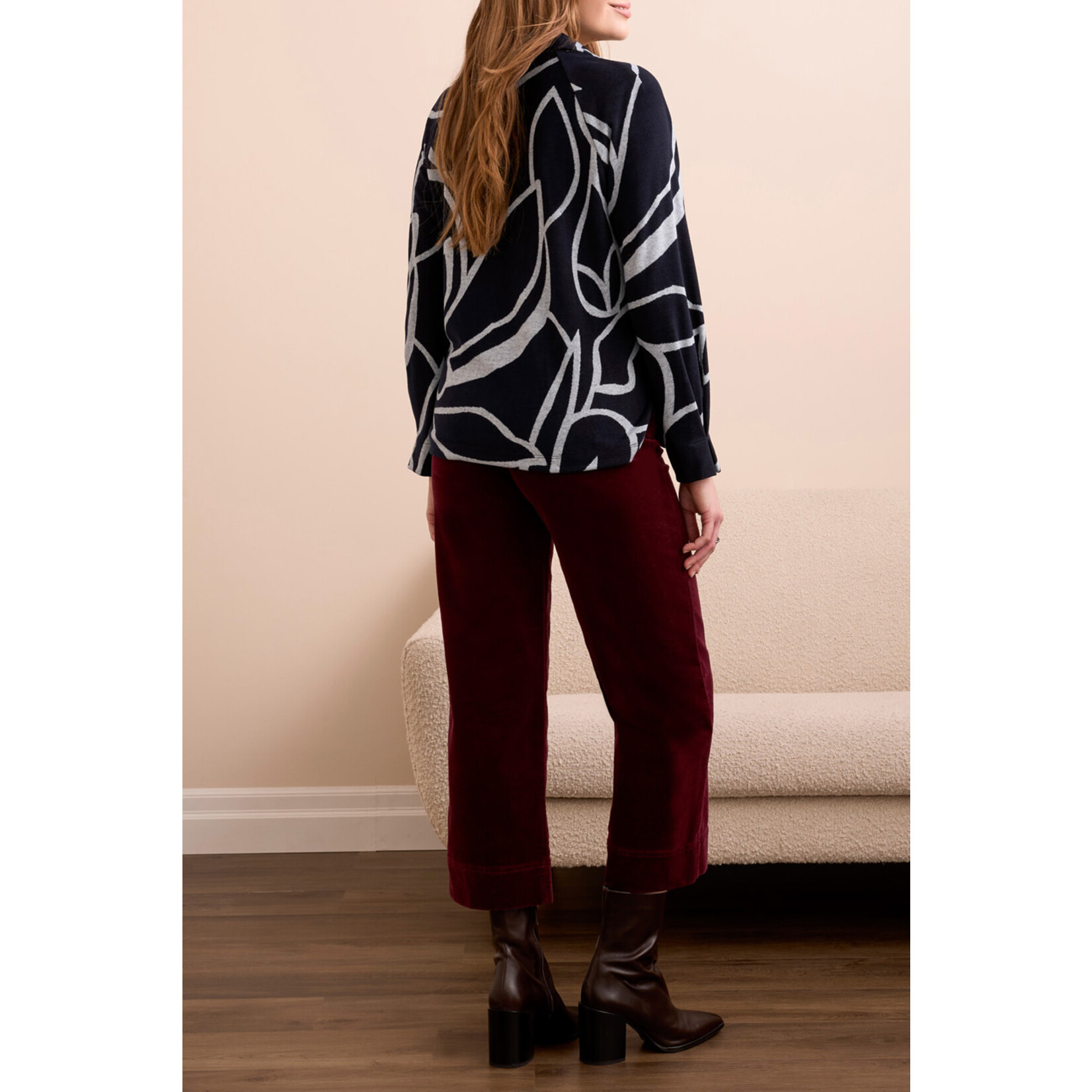 Tribal T L/S Henley Top w/ Side Slits
