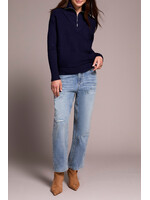 Tribal Zip-Up V-Neck Sweater