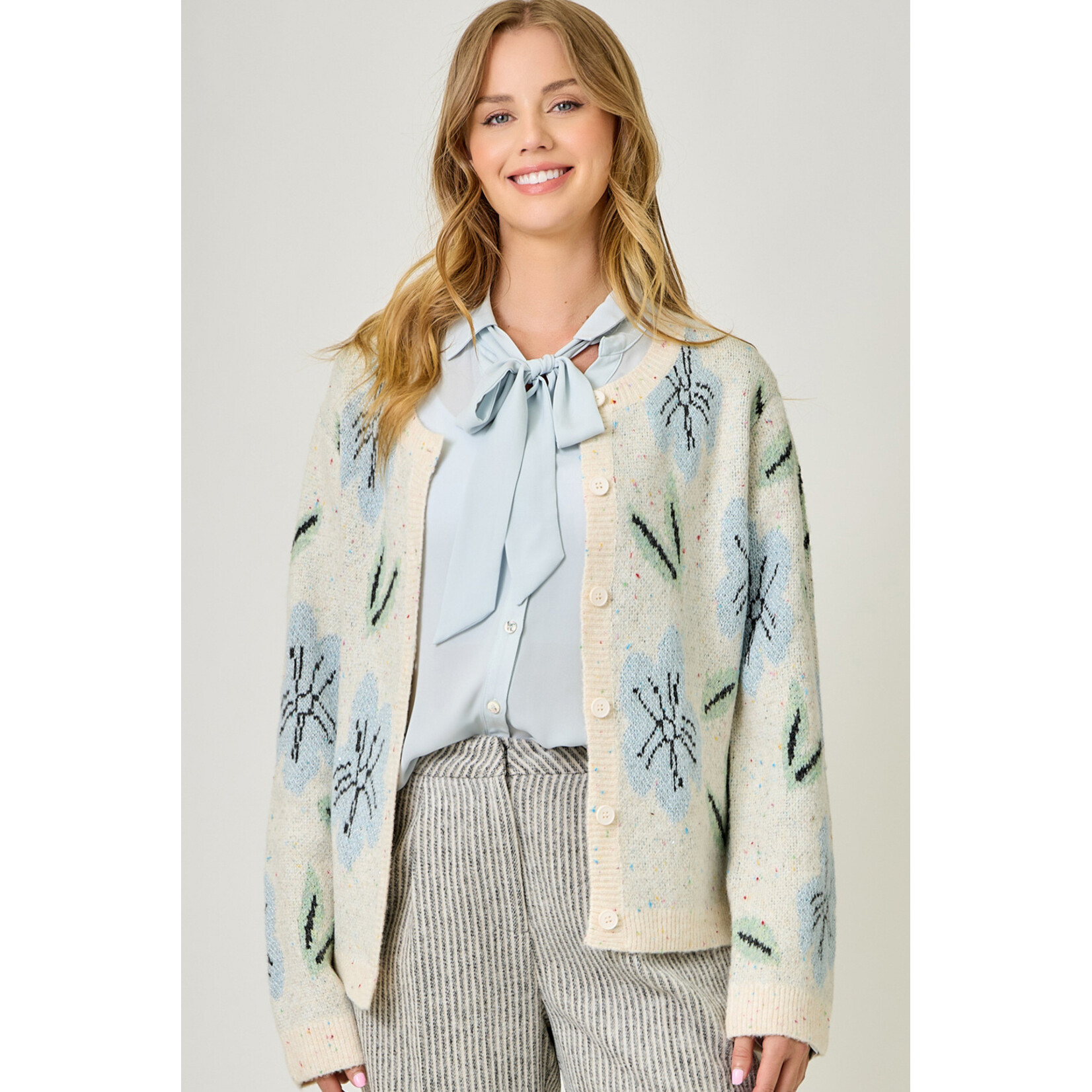 Mystree Mst Floral Sweater Cardigan